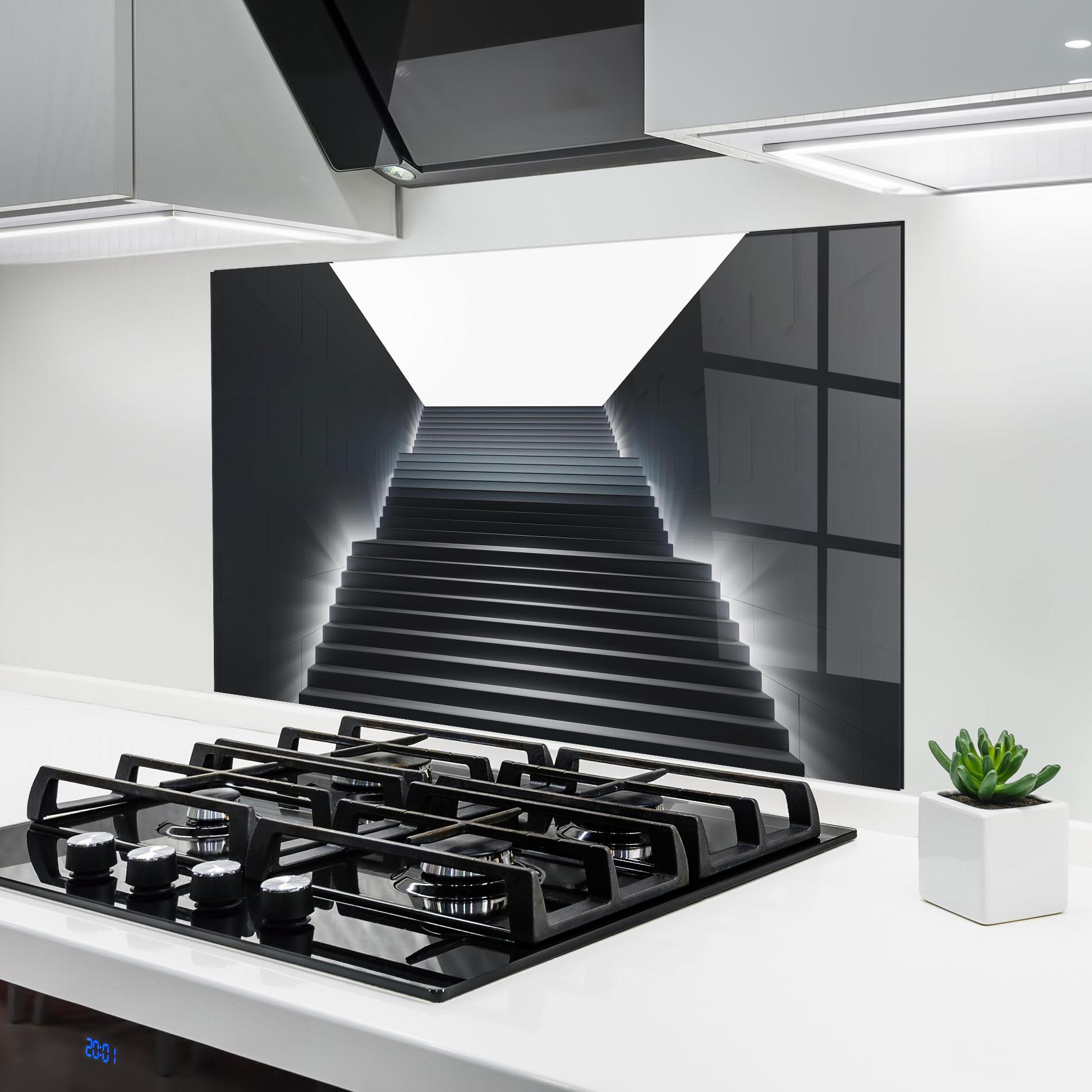 Küchenrückwand Glas Dark Stairs mockup 6
