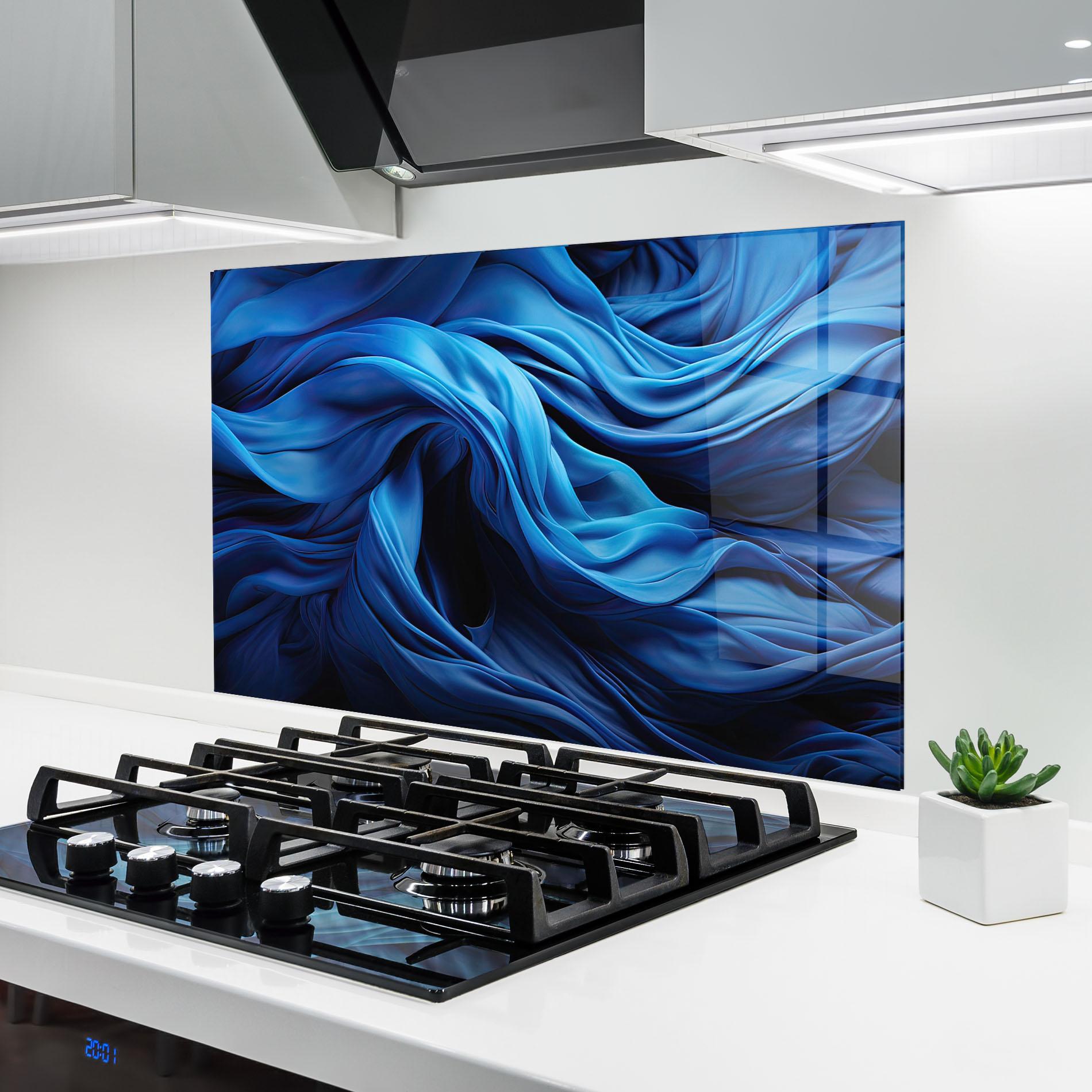 Küchenrückwand Glas Floating Blue mockup 6