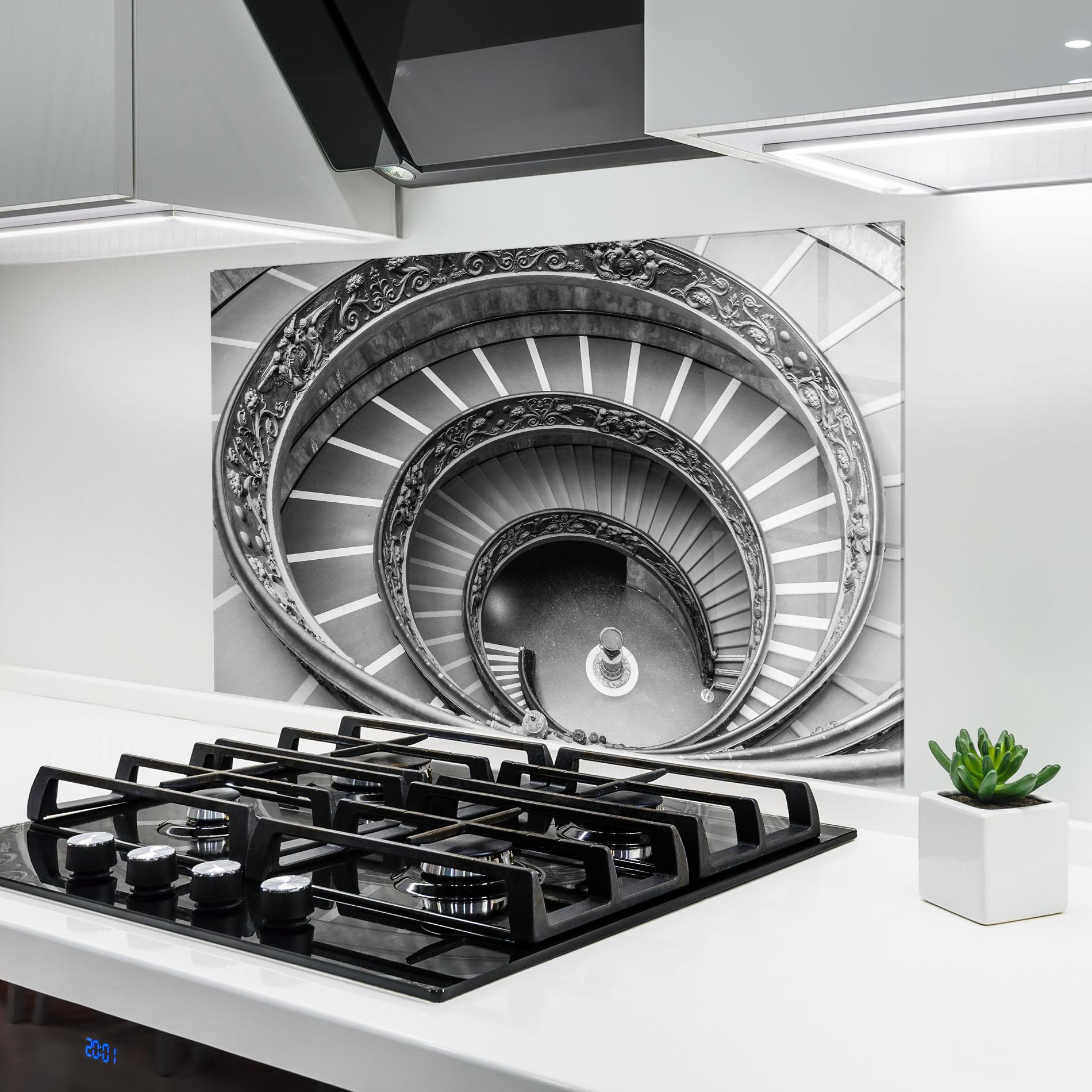 Küchenrückwand Glas Grey Spiral mockup 6