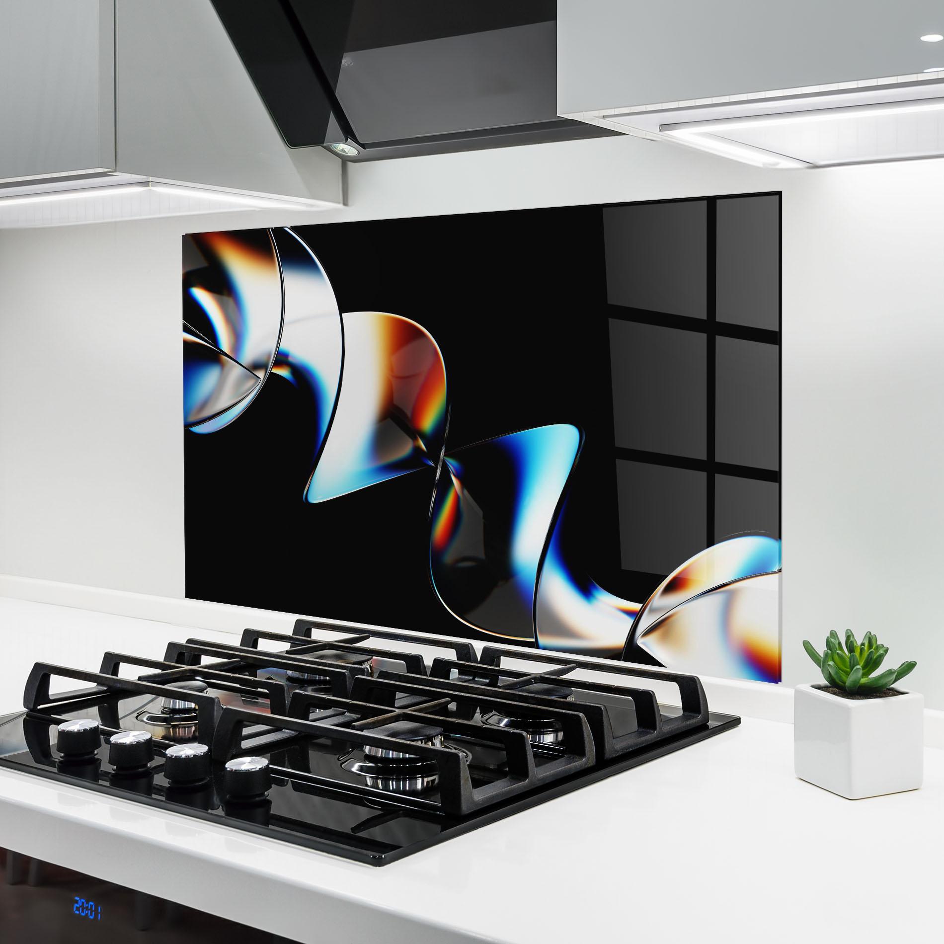 Küchenrückwand Glas Metal Spiral mockup 6