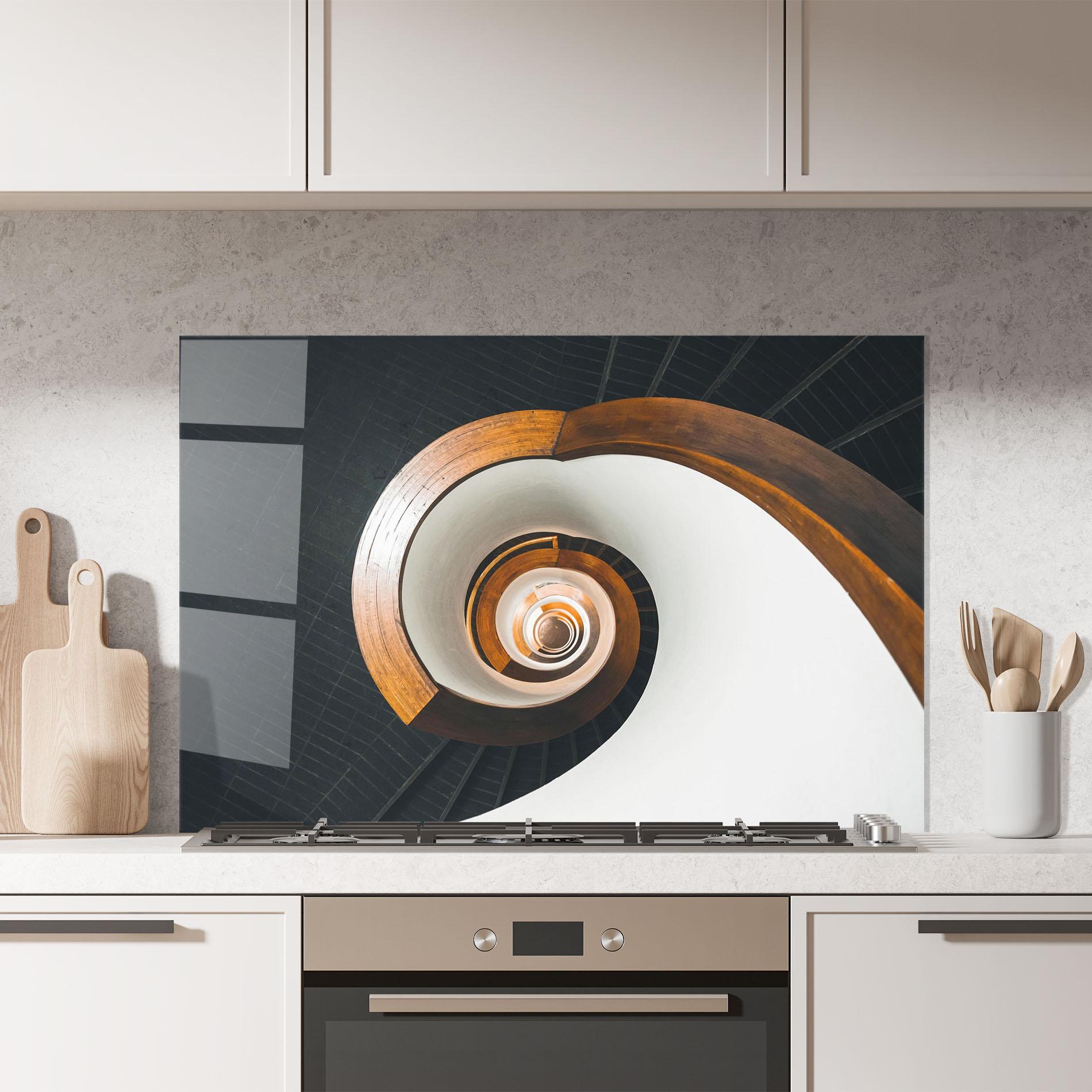 Küchenrückwand Glas Black Spiral Stairs mockup 7