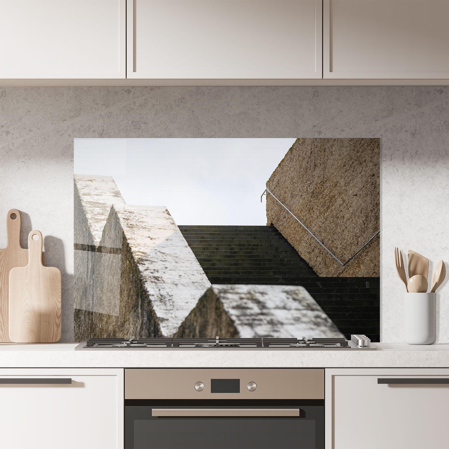 Küchenrückwand Glas Black Stairs mockup 7