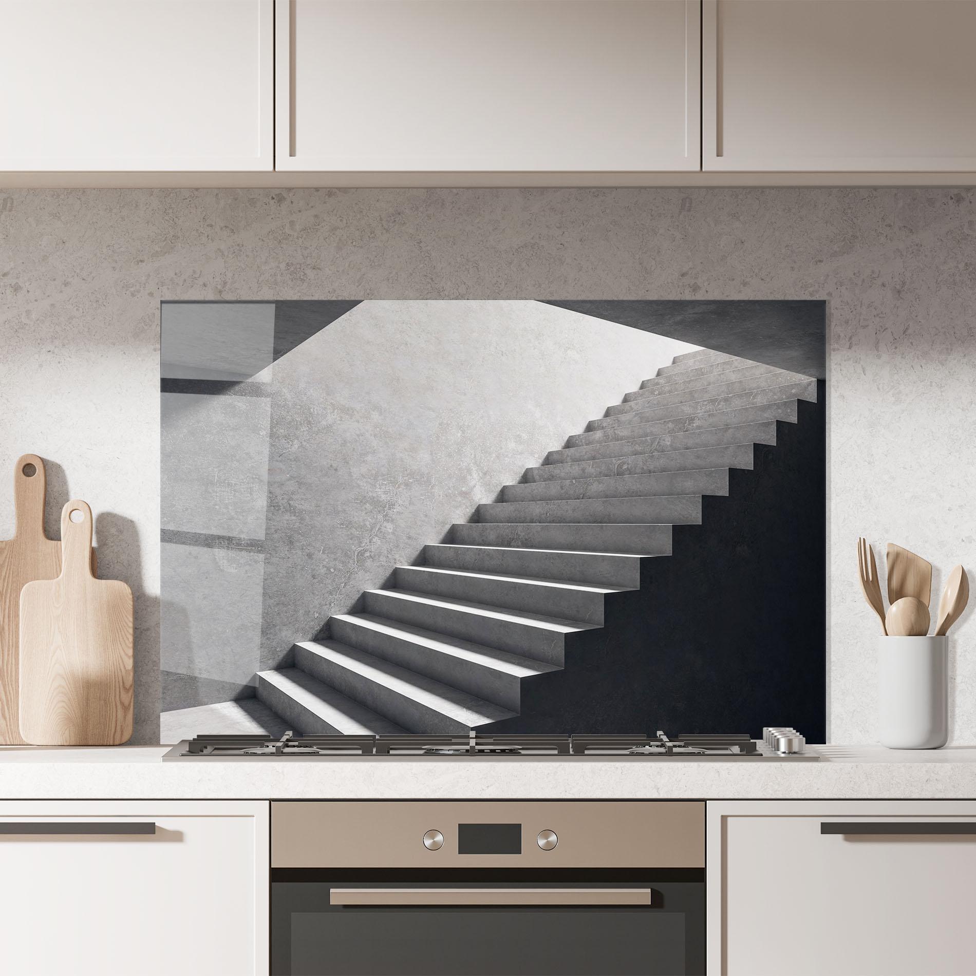 Küchenrückwand Glas Concrete Stairs mockup 7