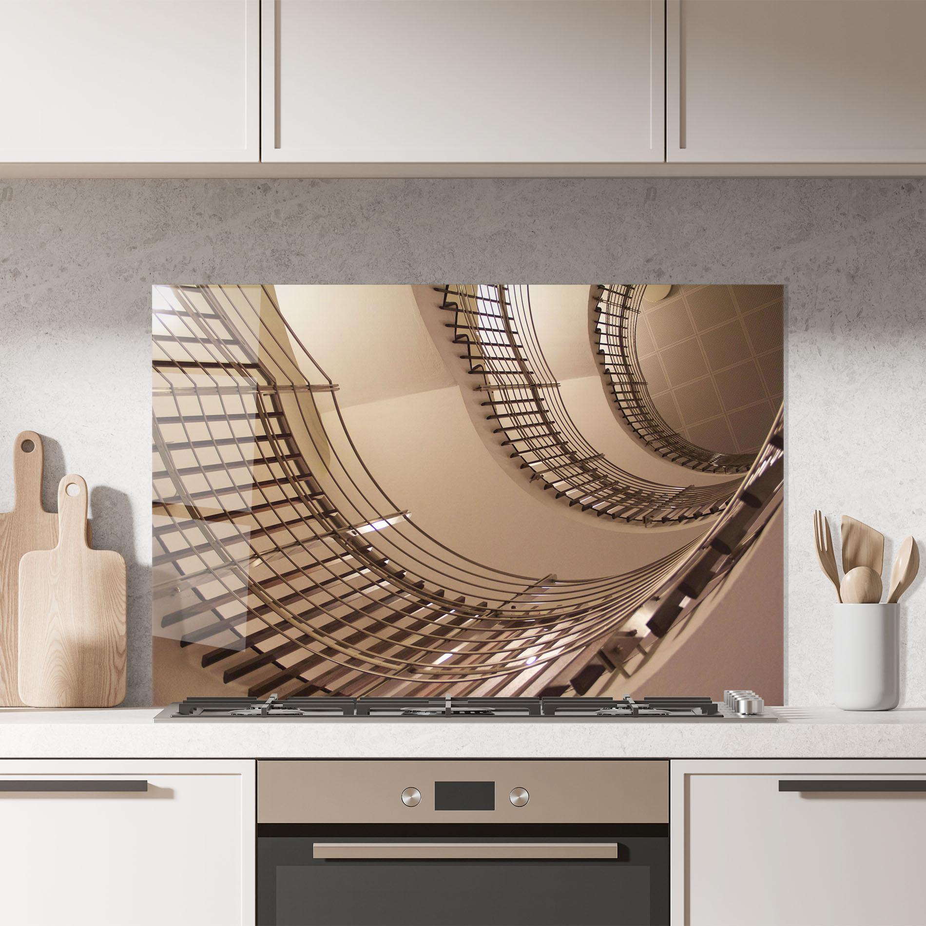 Küchenrückwand Glas Cream Stairs mockup 7