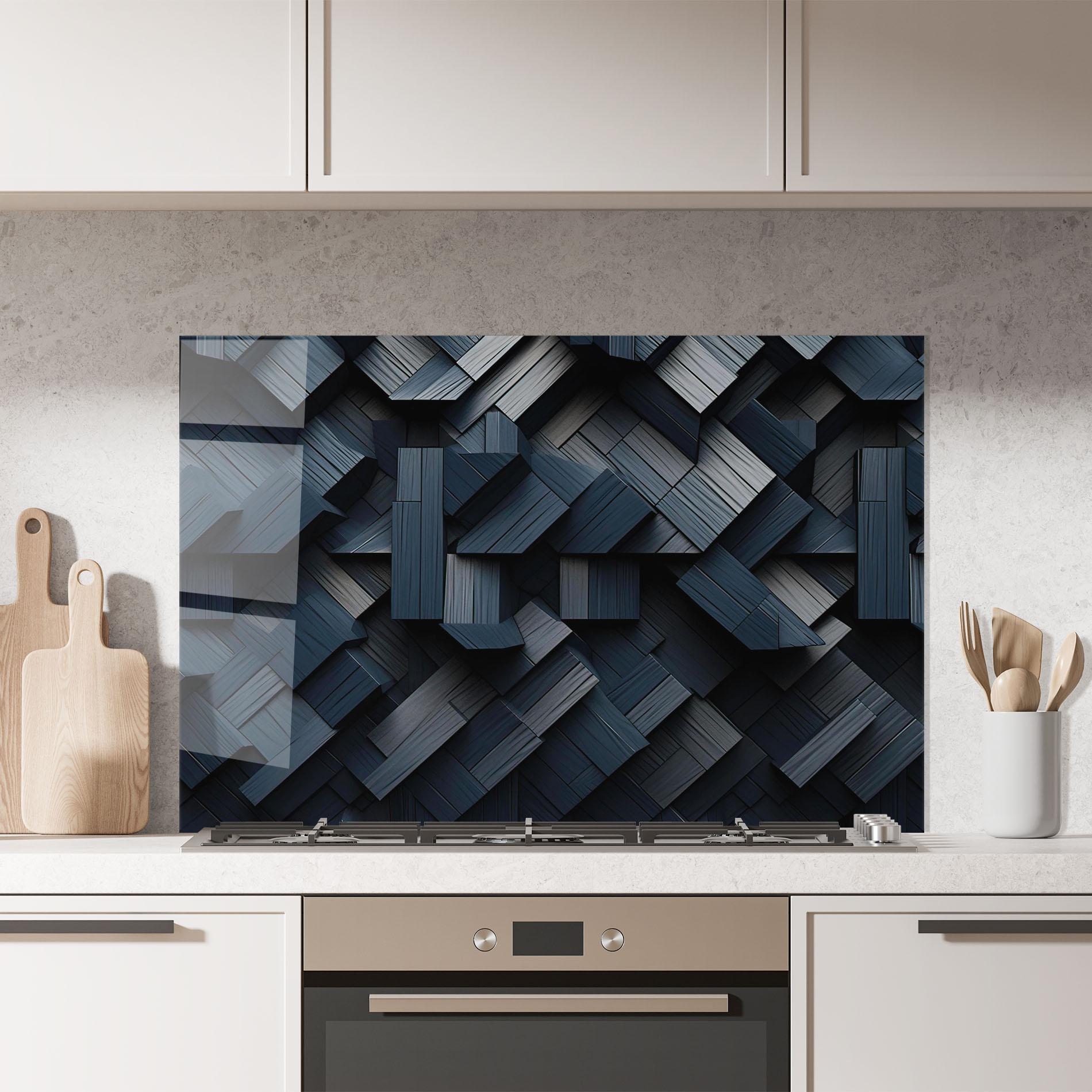 Küchenrückwand Glas Dark Blue Wall mockup 7