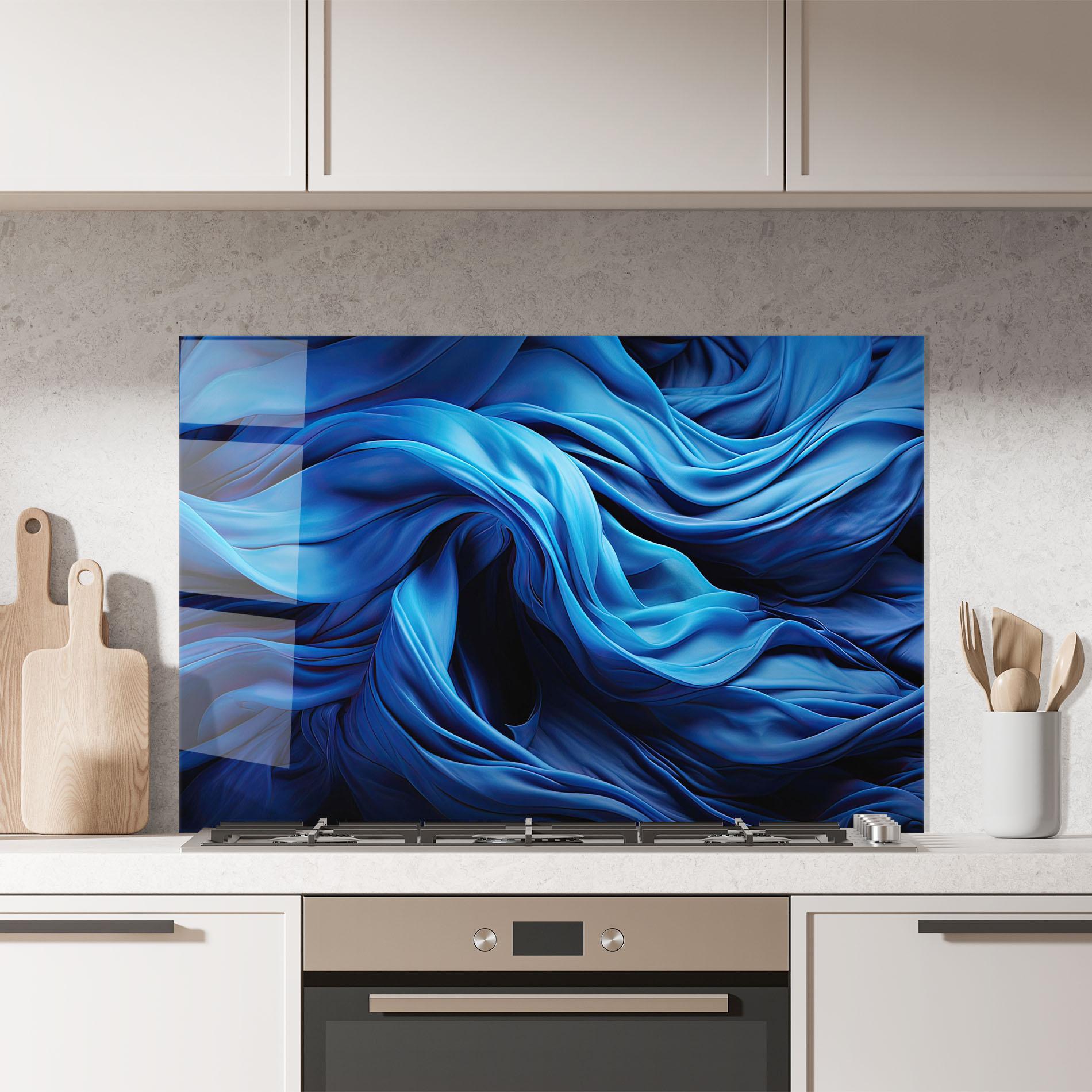 Küchenrückwand Glas Floating Blue mockup 7