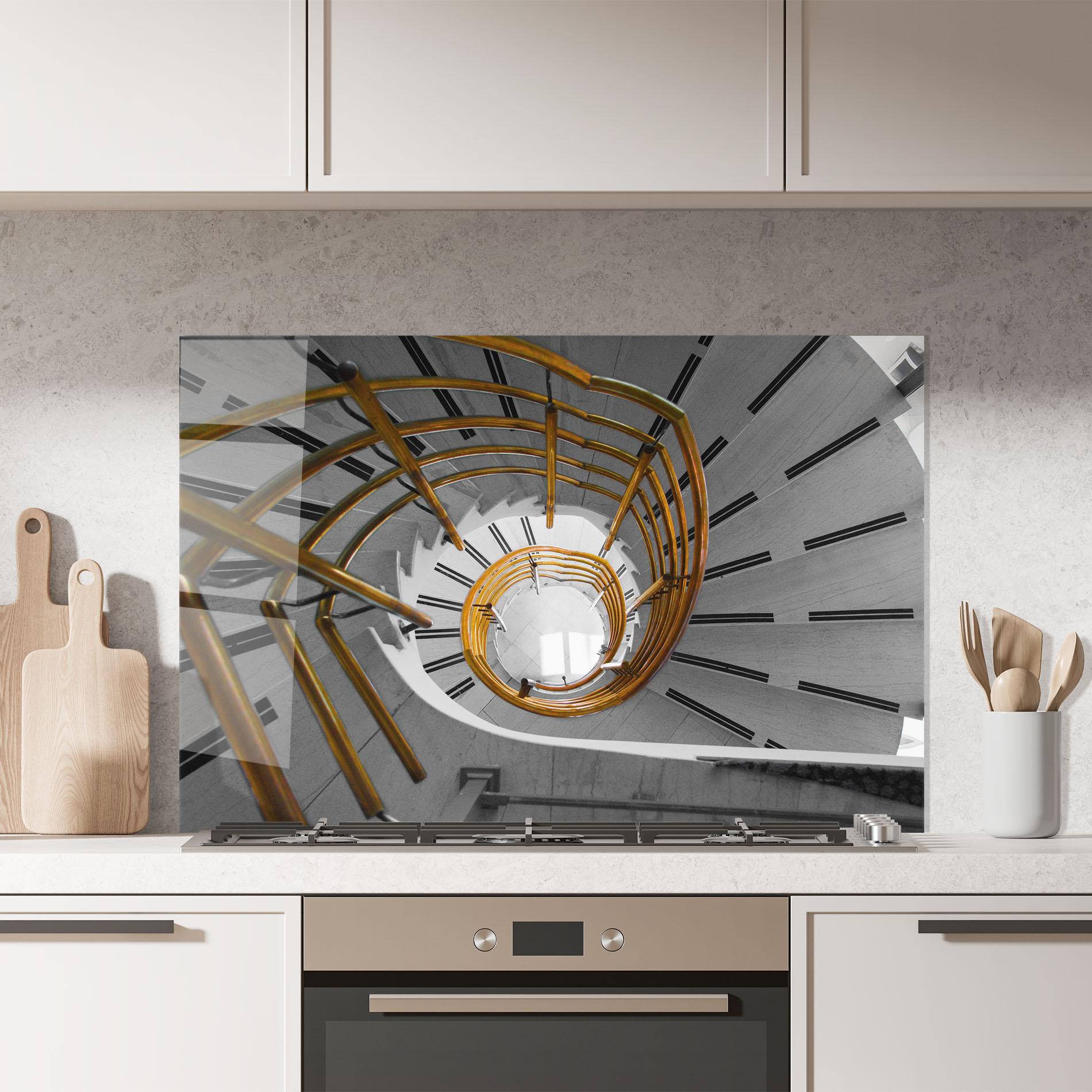 Küchenrückwand Glas Gold Bar Stairs mockup 7