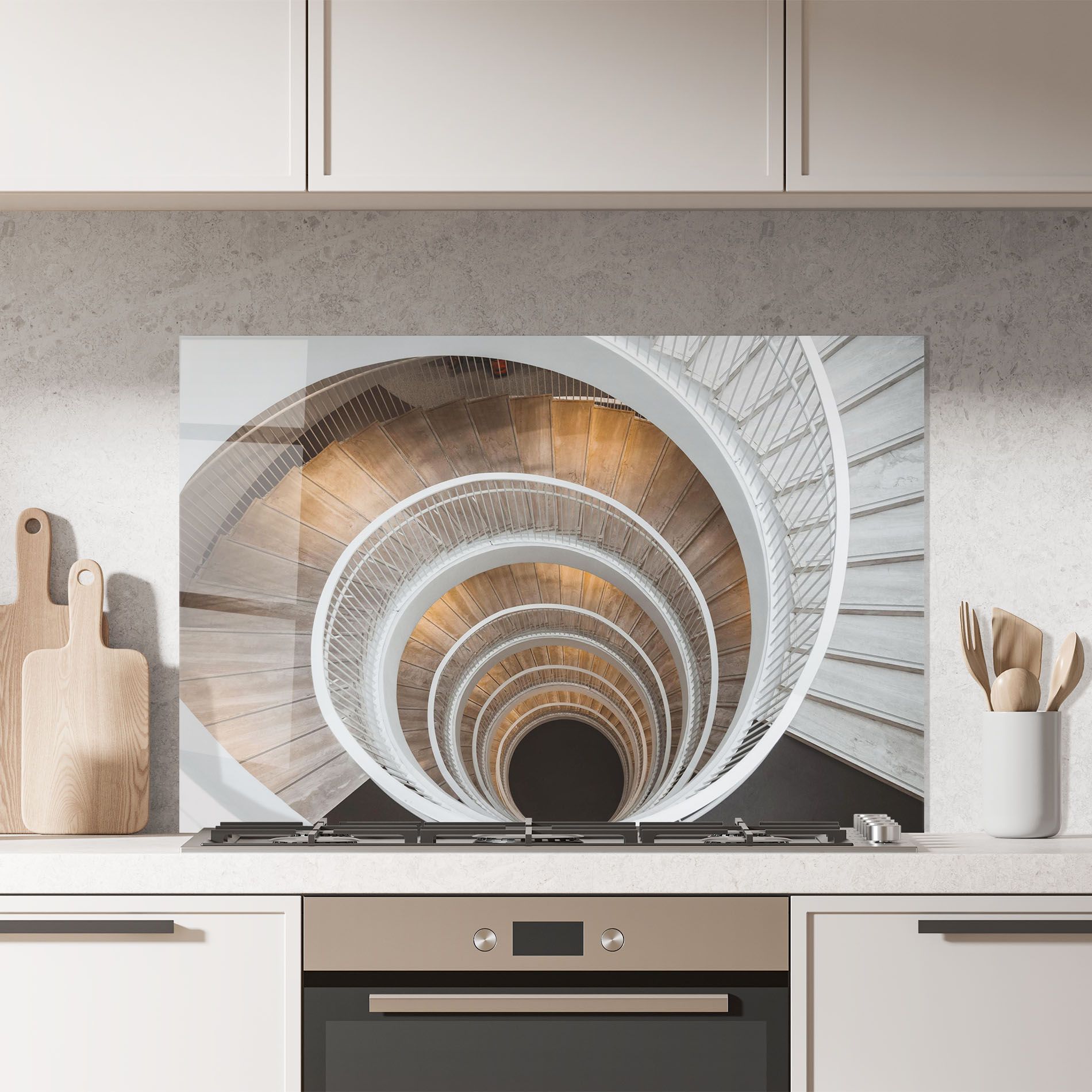 White Spiral Stairs mockup 7