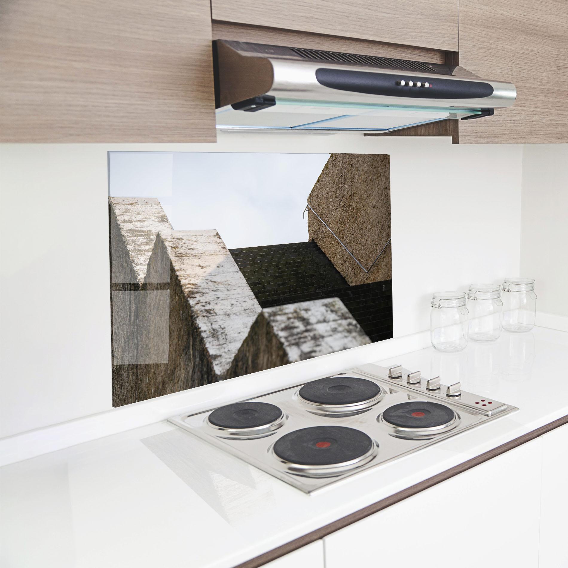 Küchenrückwand Glas Black Stairs mockup 8