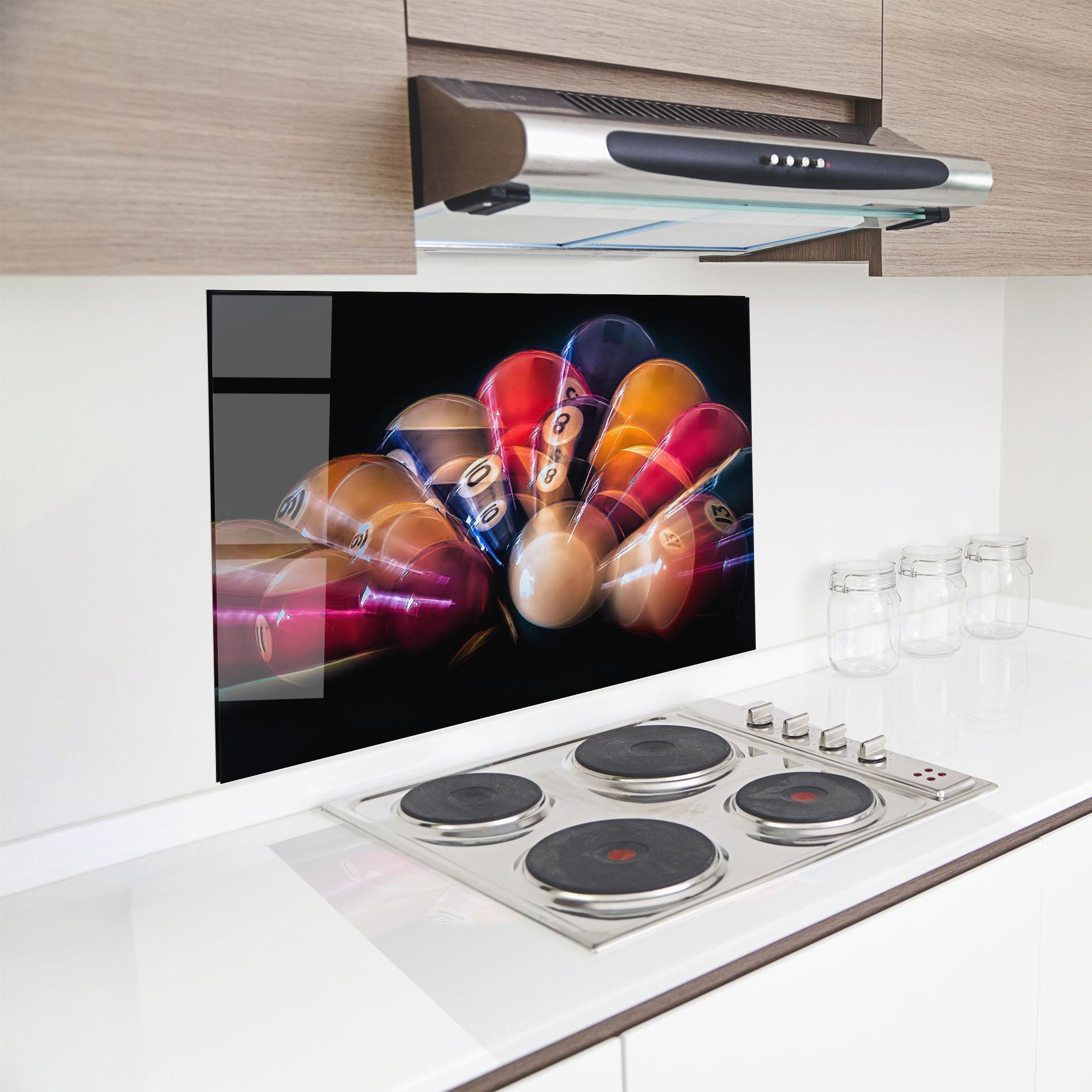 Küchenrückwand Glas Bowling Balls mockup 8