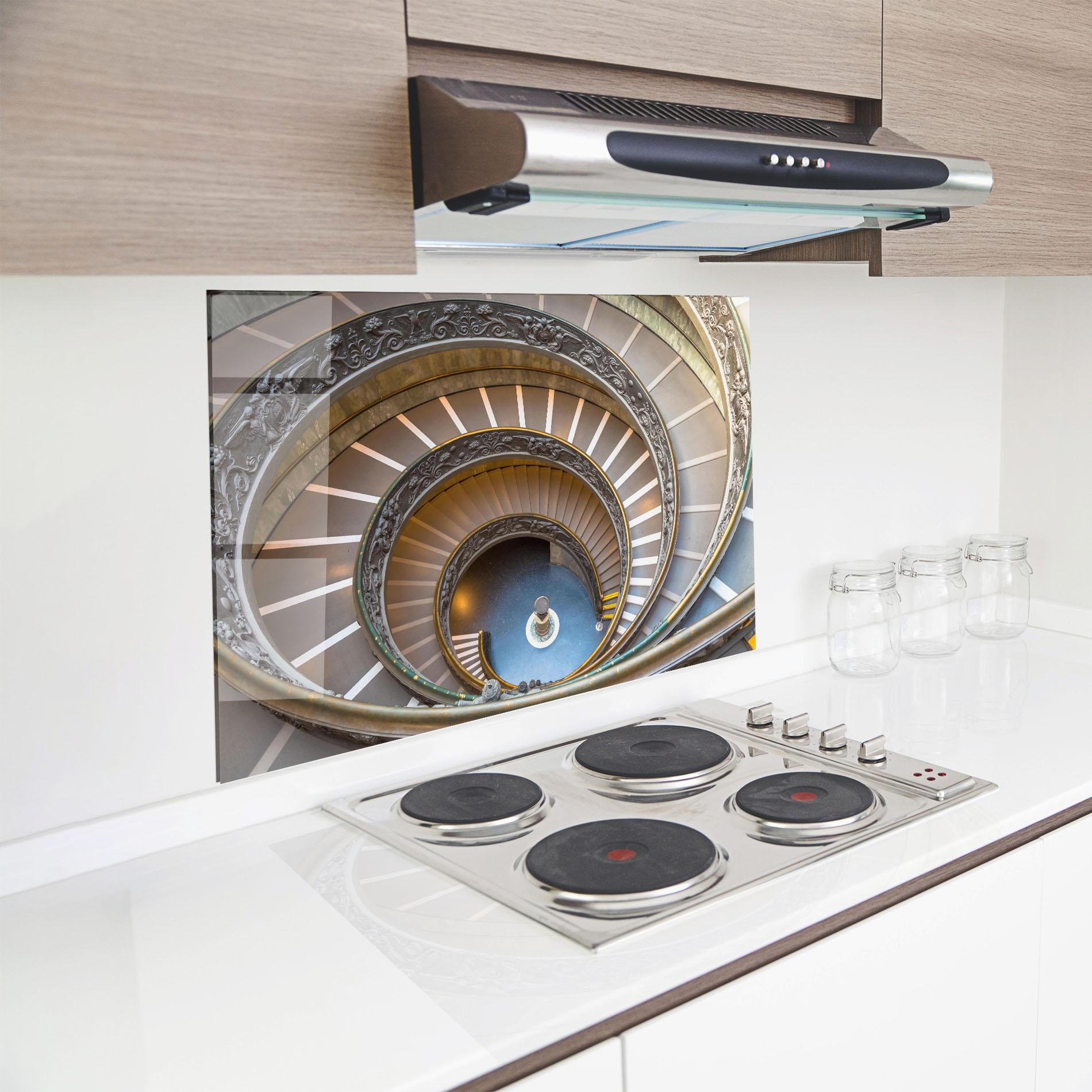 Küchenrückwand Glas Colored Stairs mockup 8