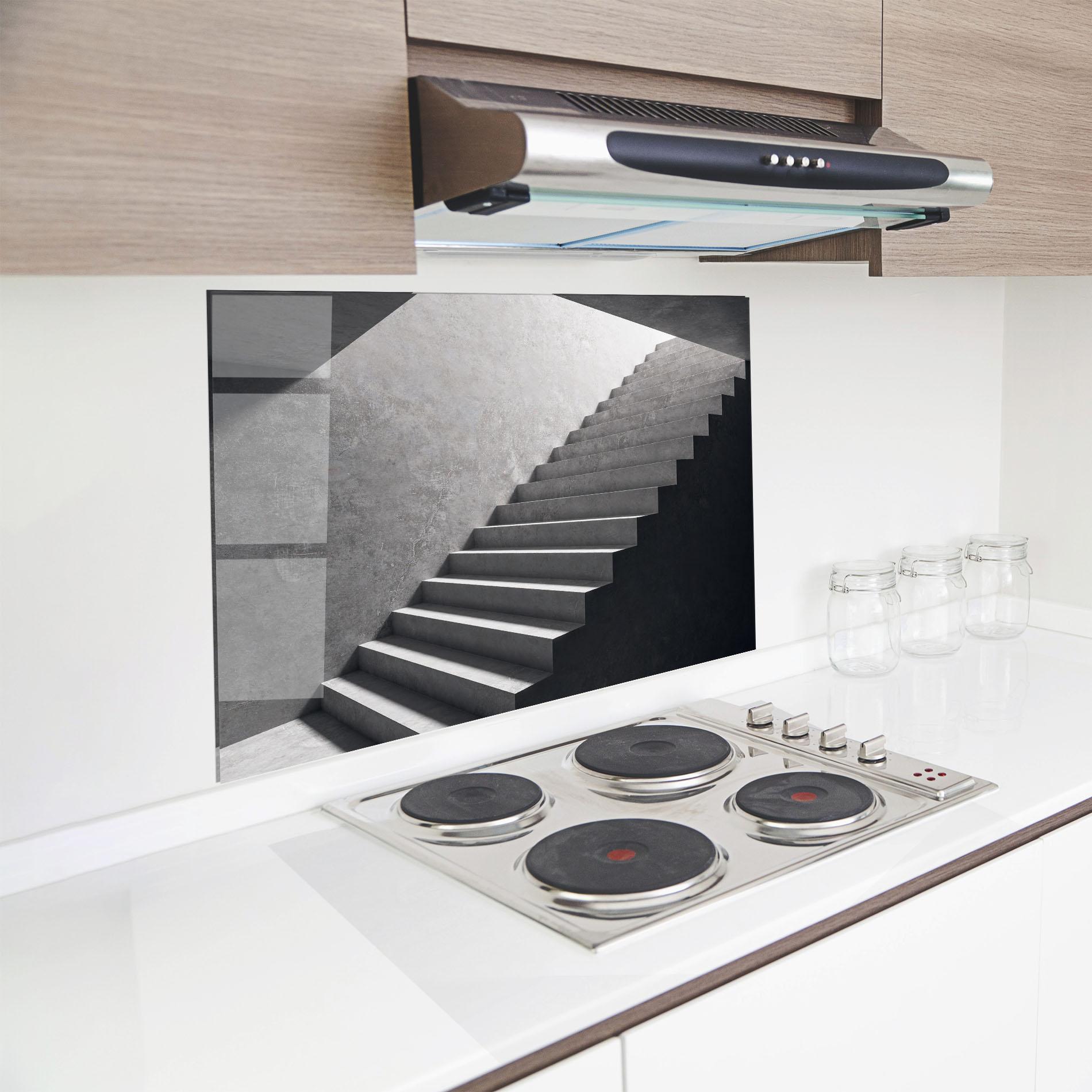 Küchenrückwand Glas Concrete Stairs mockup 8