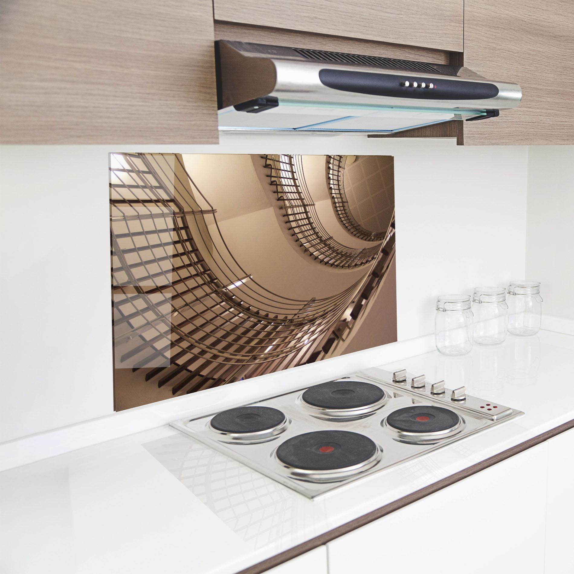 Küchenrückwand Glas Cream Stairs mockup 8