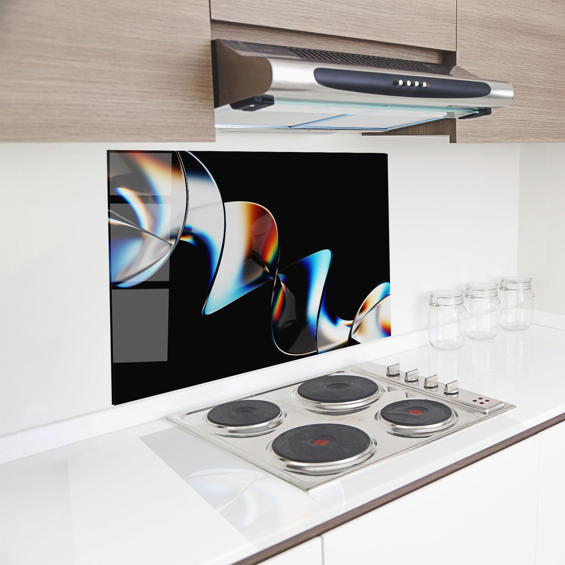Küchenrückwand Glas Metal Spiral mockup 8