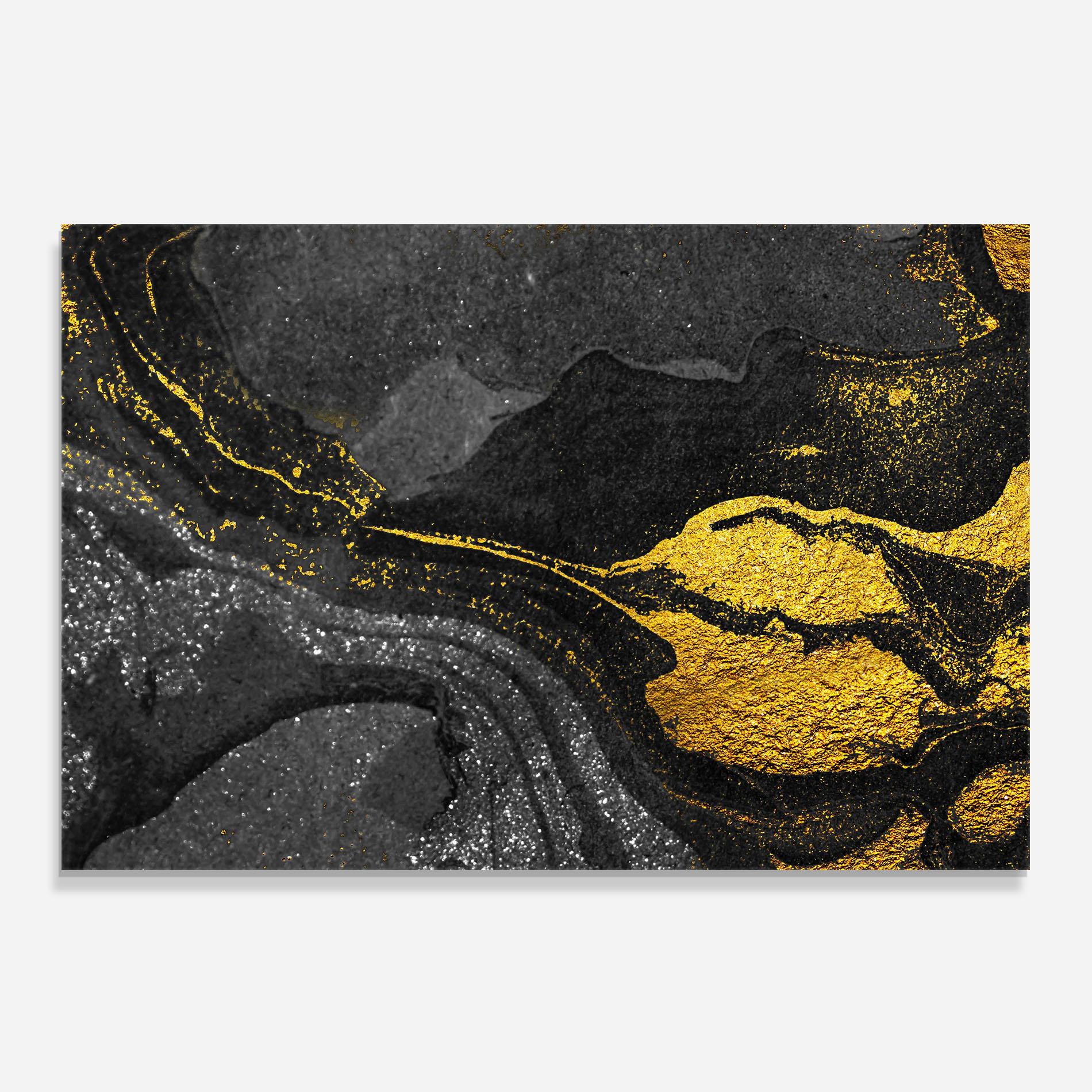 Küchenrückwand Glas Black And Gold Texture mockup 0