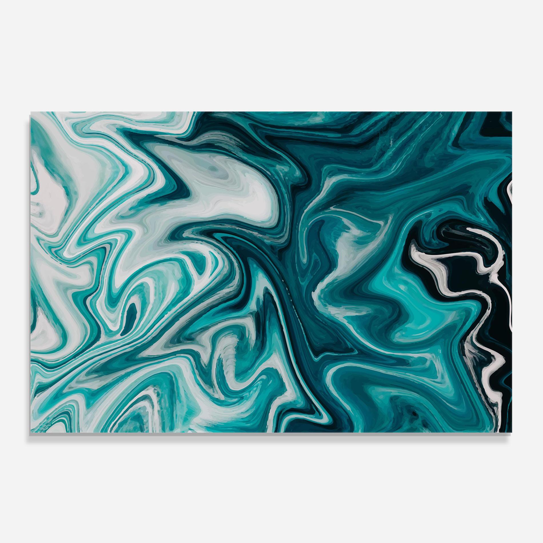 Küchenrückwand Glas White Blue Liquid Marble mockup 0