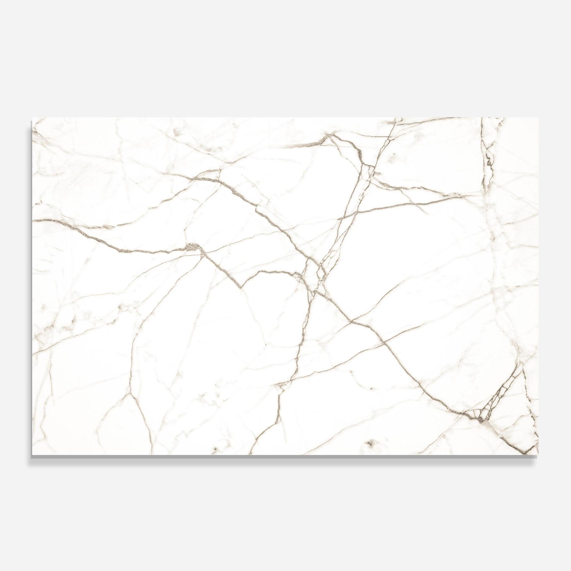 Küchenrückwand Glas White Brown Lines Marble mockup 0