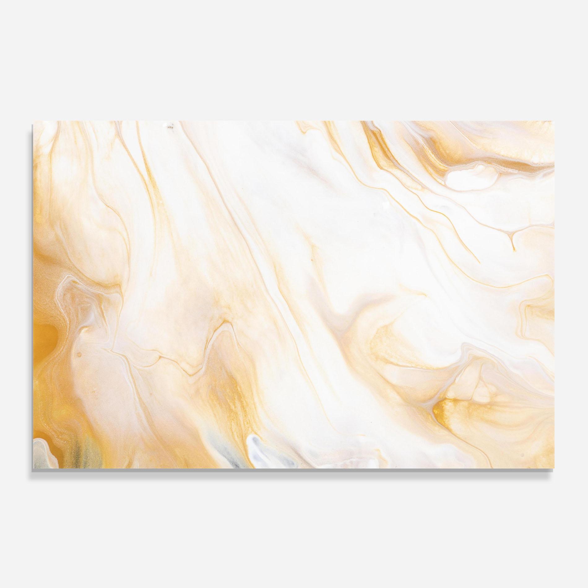 Küchenrückwand Glas White Yellow Marble mockup 0