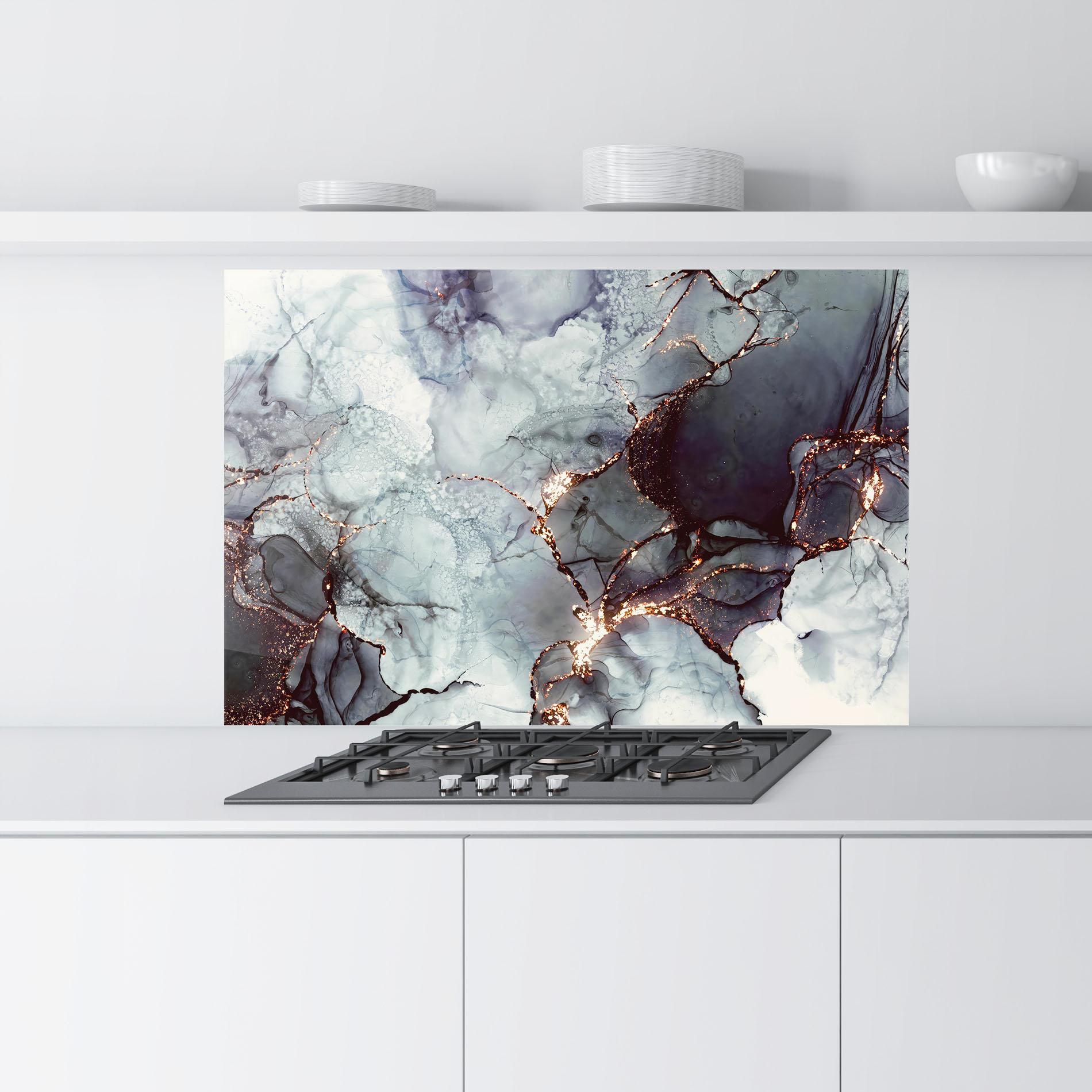 Küchenrückwand Glas Abstract Gold Path mockup 9