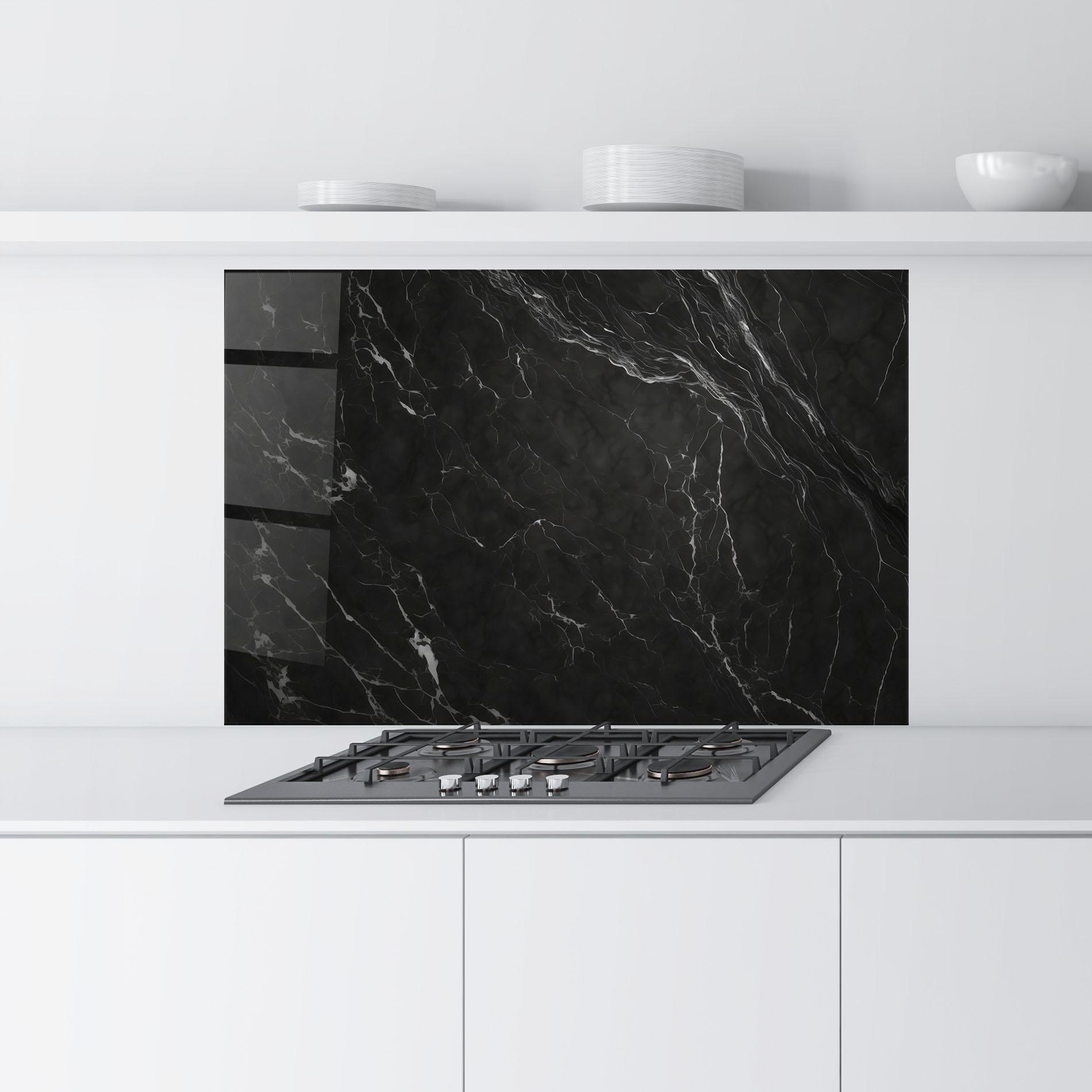 Küchenrückwand Glas Black Marble mockup 9