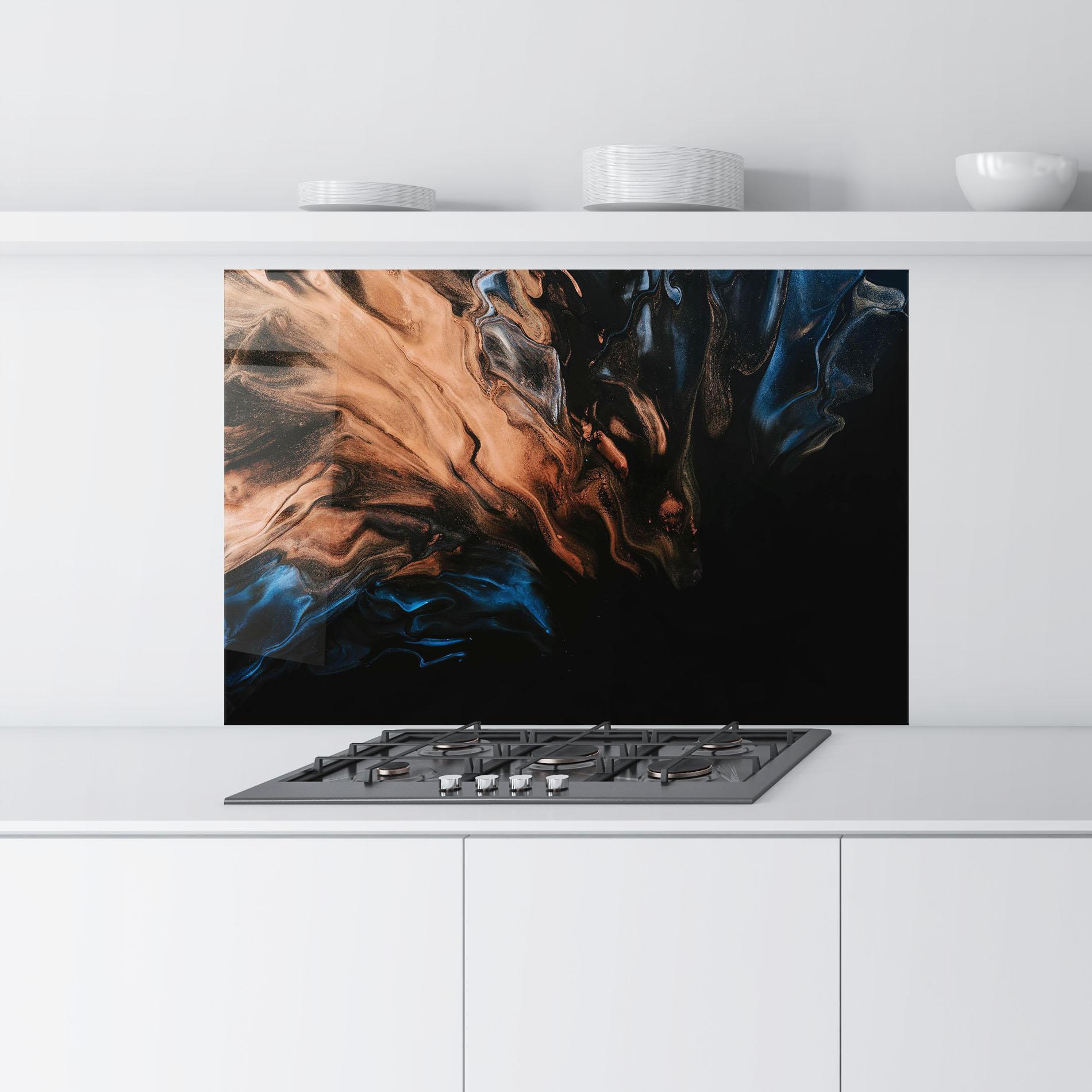 Küchenrückwand Glas Dark Flame Abstract mockup 9