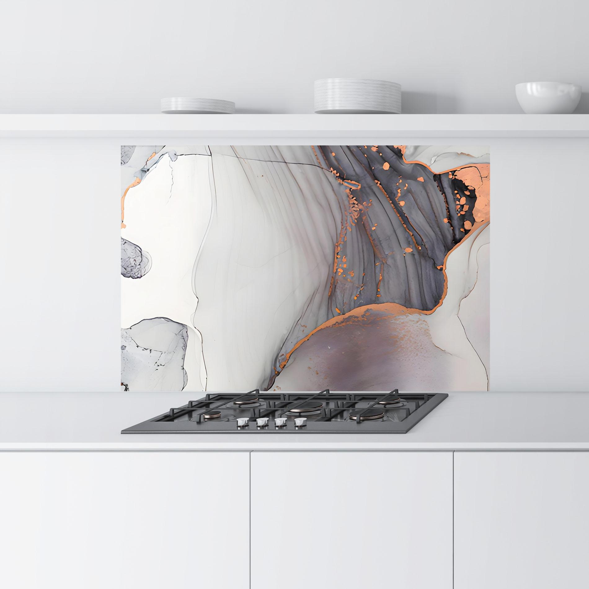 Küchenrückwand Glas Grey Pink Liquid Marble mockup 9