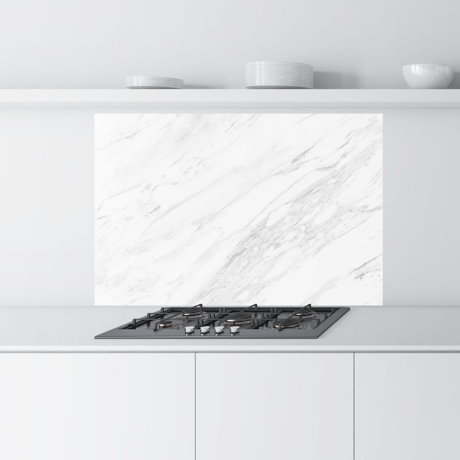 Küchenrückwand Glas Light Grey Marble mockup 9