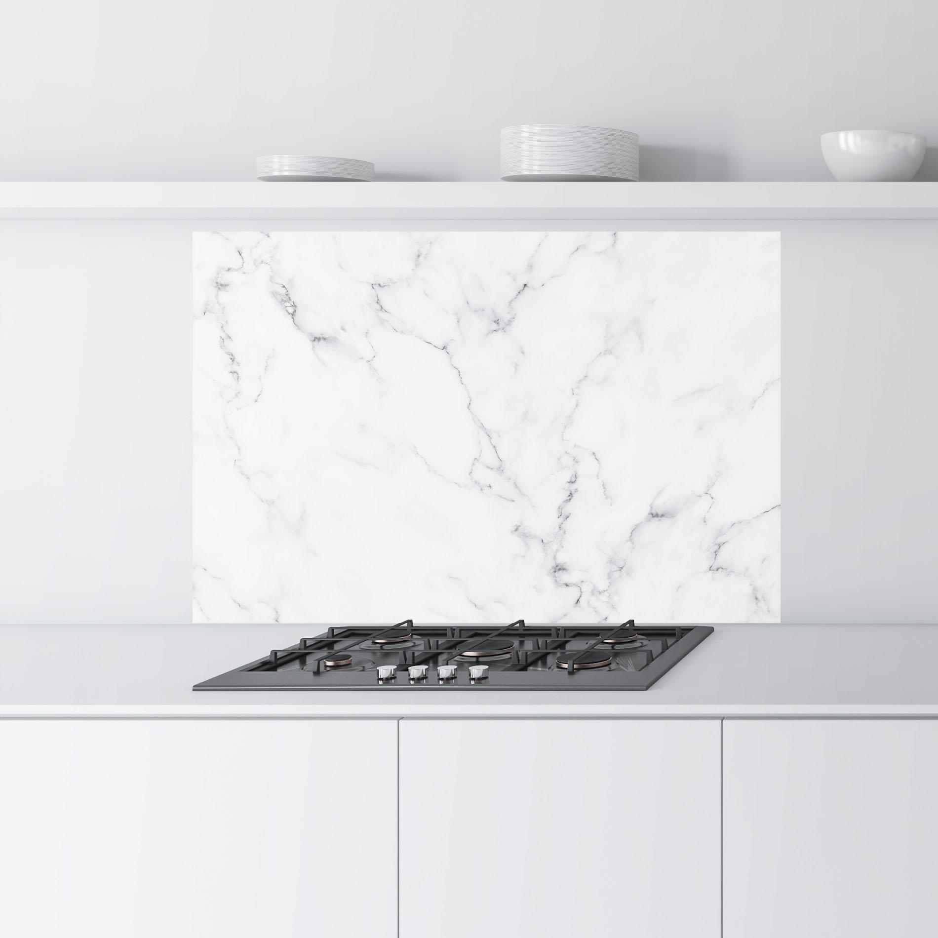 Küchenrückwand Glas White Marble Texture mockup 9