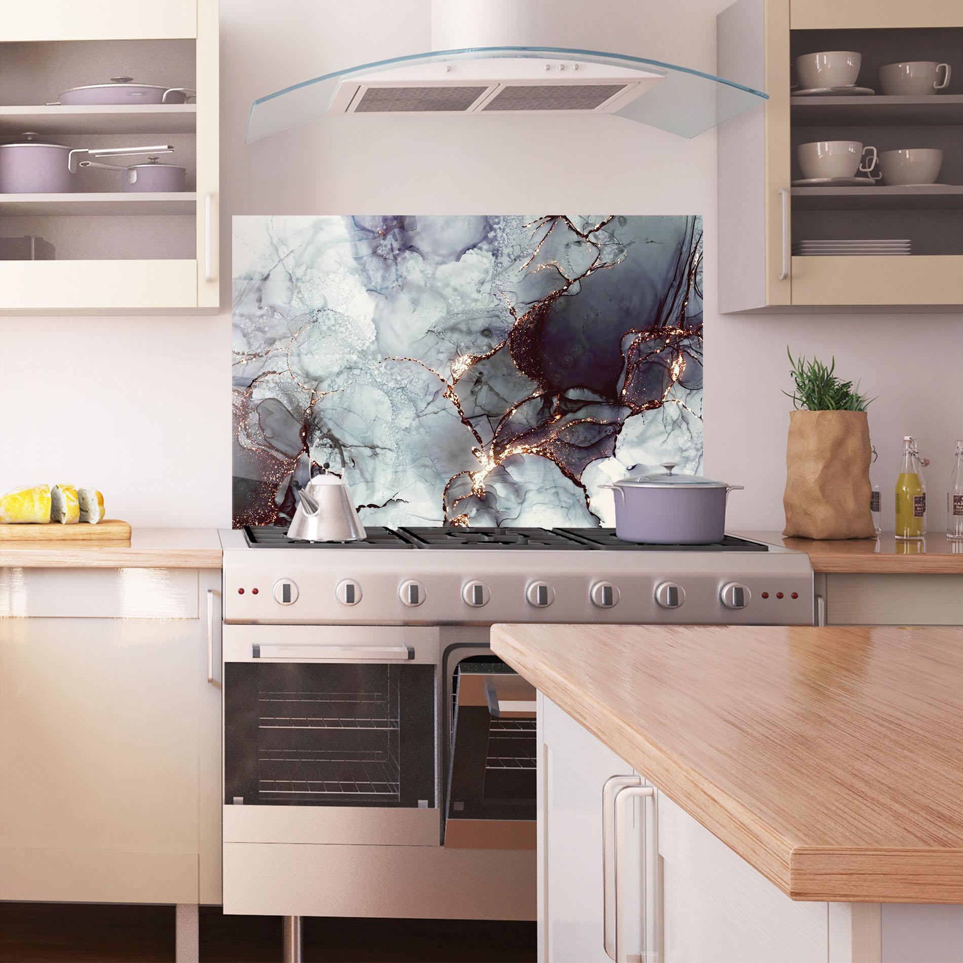 Küchenrückwand Glas Abstract Gold Path mockup 1