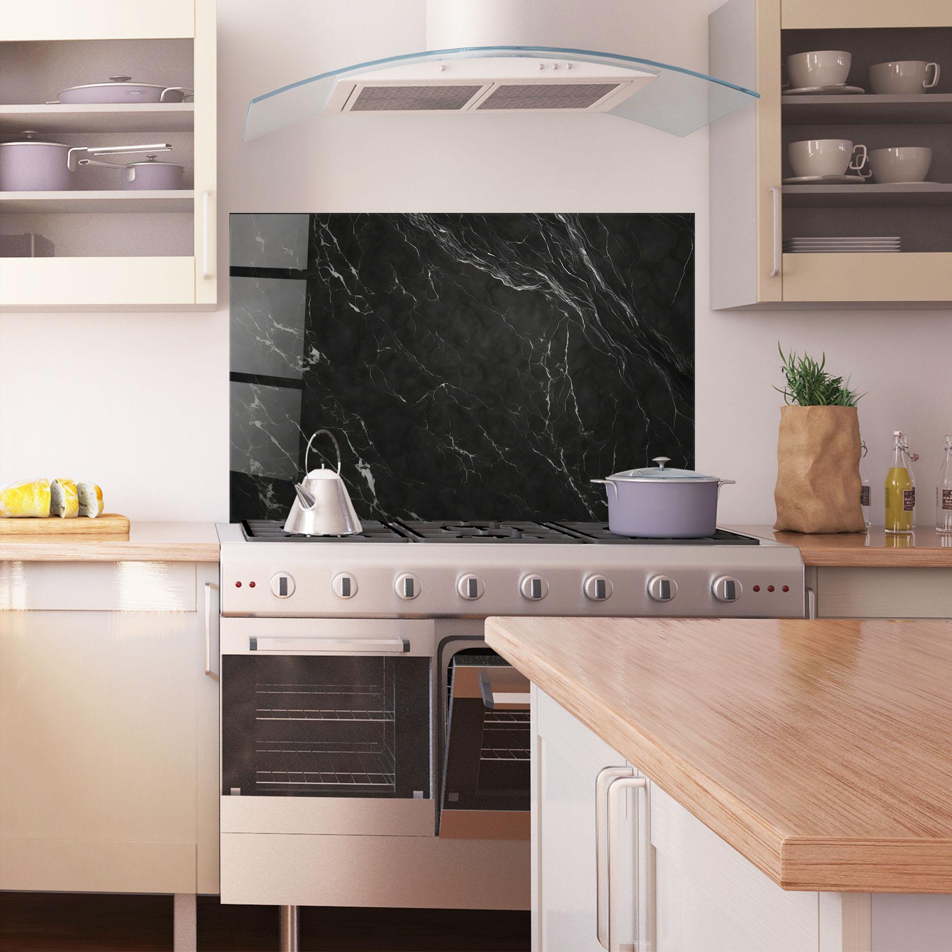 Küchenrückwand Glas Black Marble mockup 1
