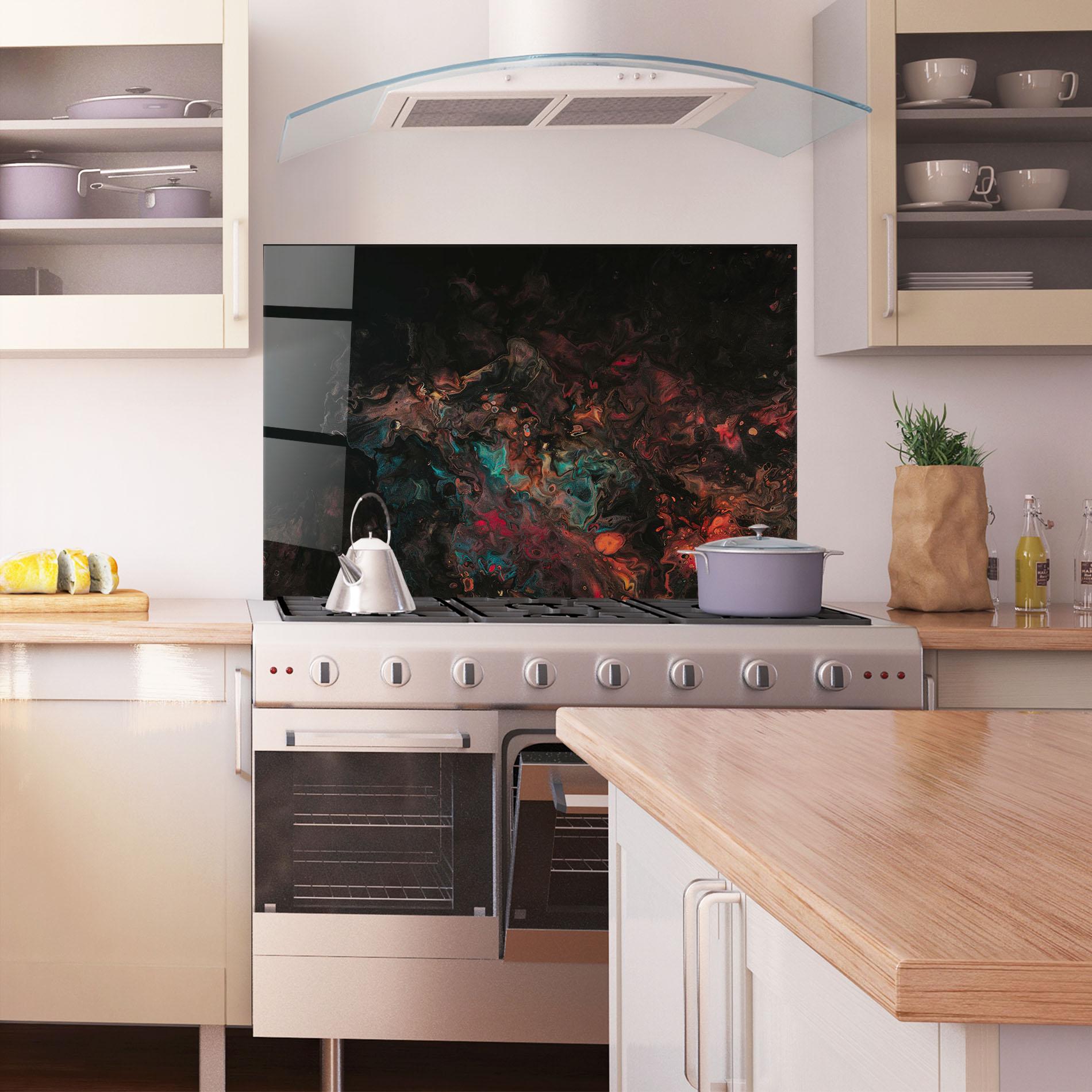 Küchenrückwand Glas Dark Abstract mockup 1