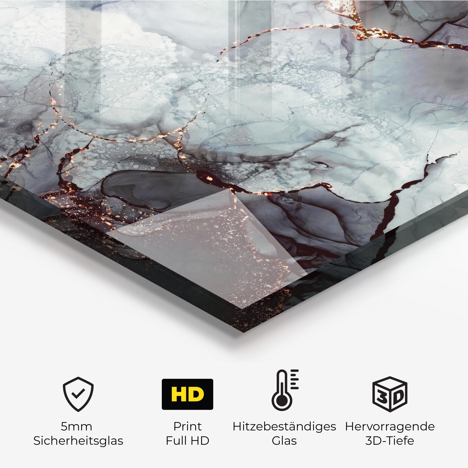 Küchenrückwand Glas Abstract Gold Path mockup 2