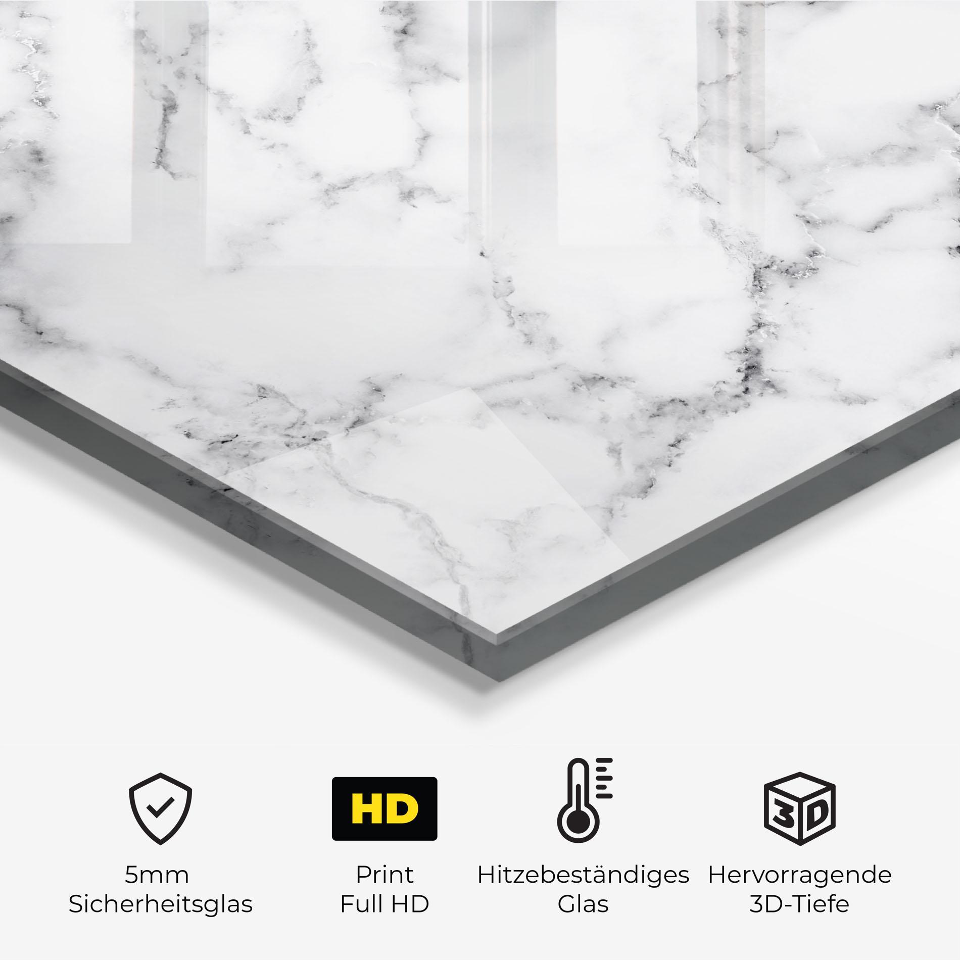 Küchenrückwand Glas Basic White Marble mockup 2