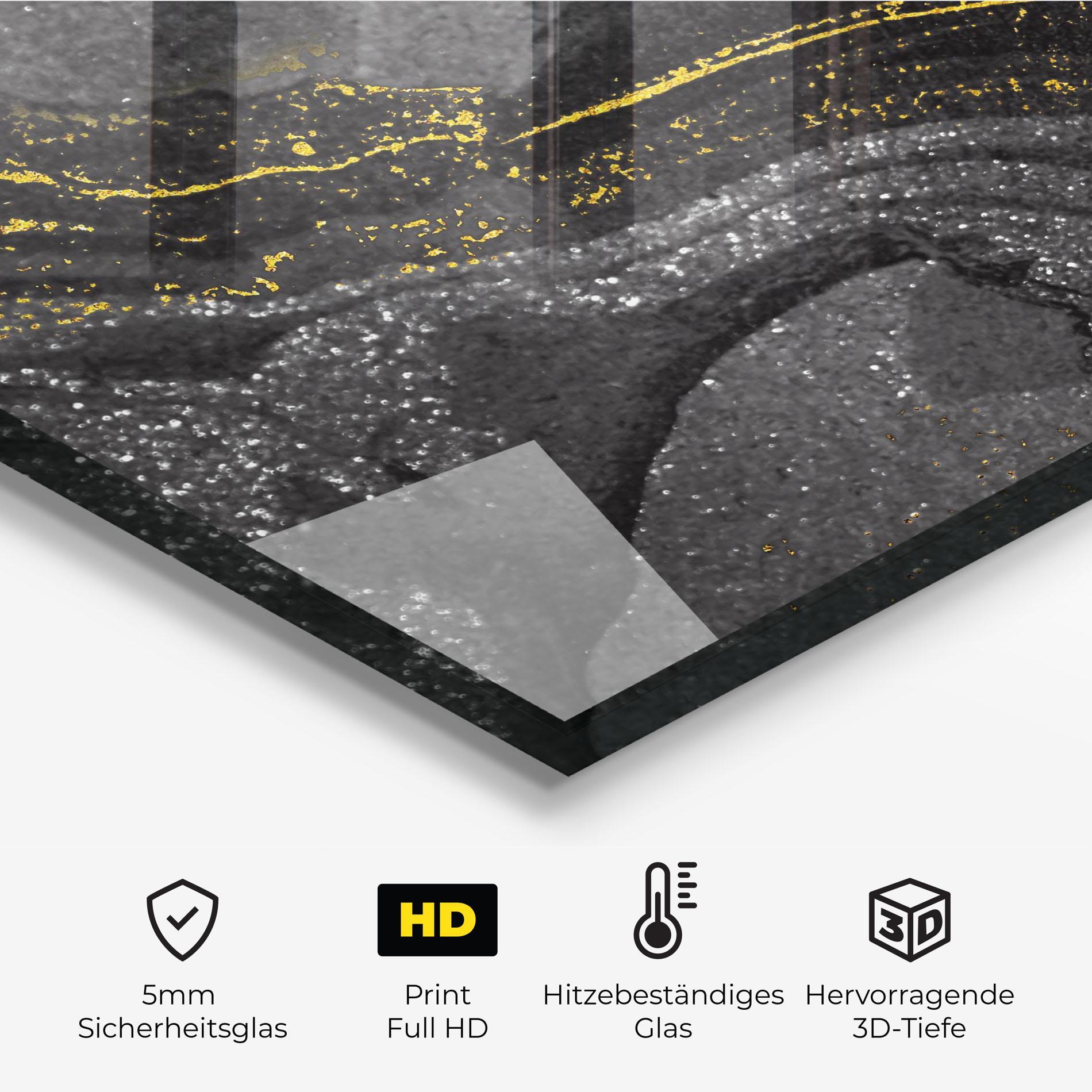 Küchenrückwand Glas Black And Gold Texture mockup 2