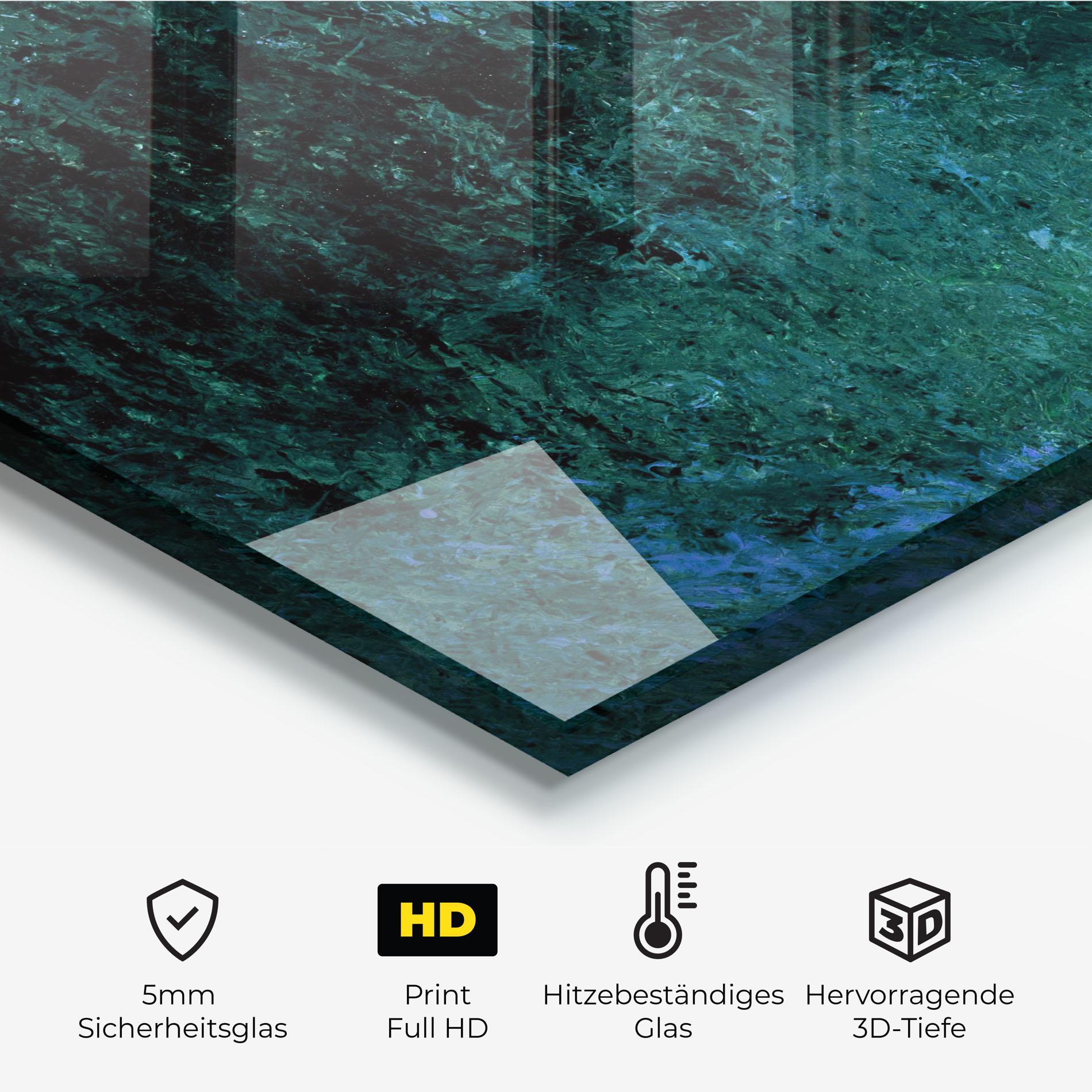 Küchenrückwand Glas Dark Green Blue Painting mockup 2