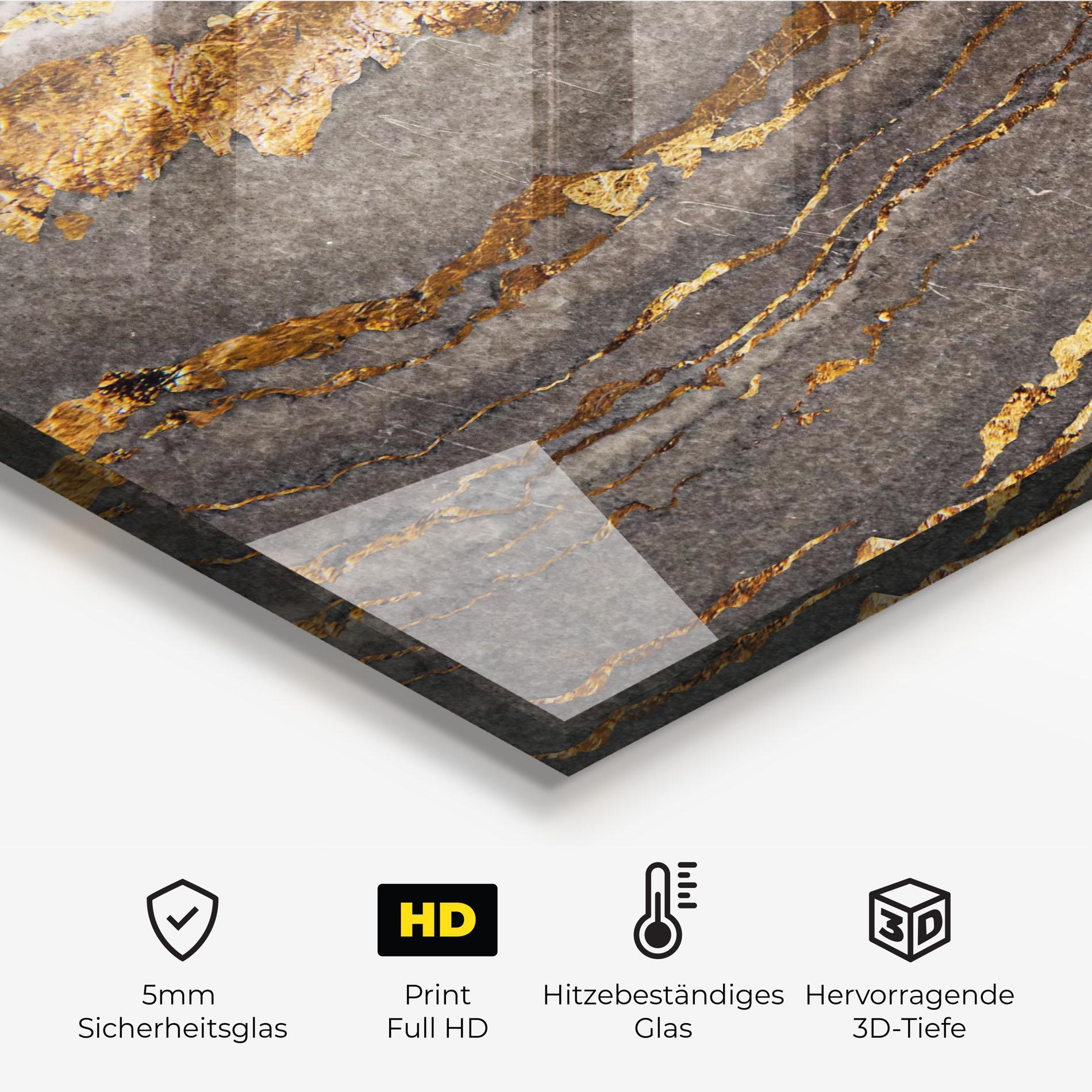 Küchenrückwand Glas Gold Paper Marble mockup 2