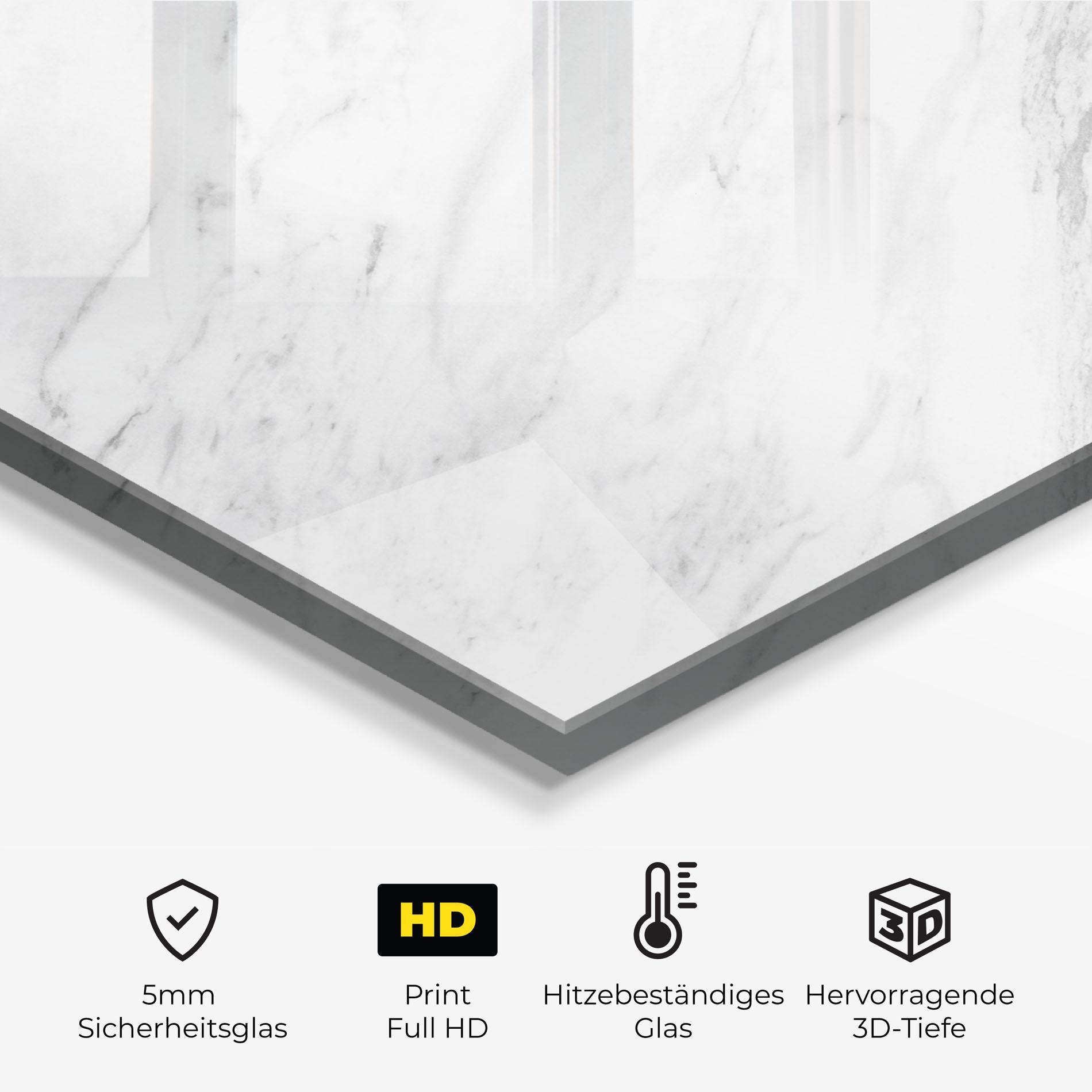 Küchenrückwand Glas Light Grey Marble mockup 2