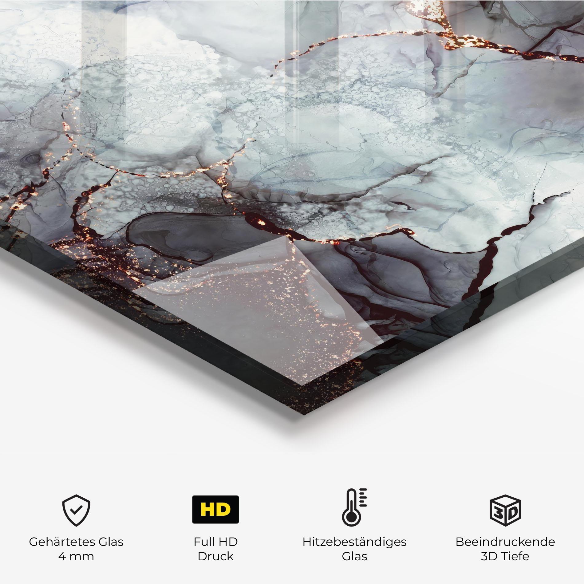 Küchenrückwand Glas Abstract Gold Path mockup 2