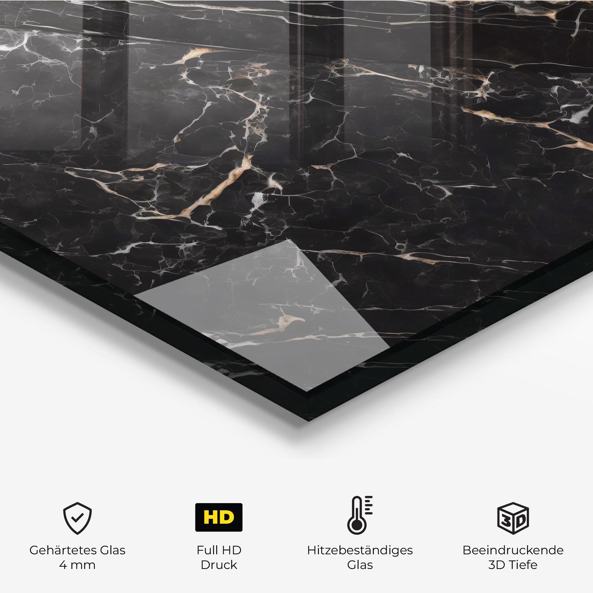Küchenrückwand Glas Black Brown Marble mockup 2