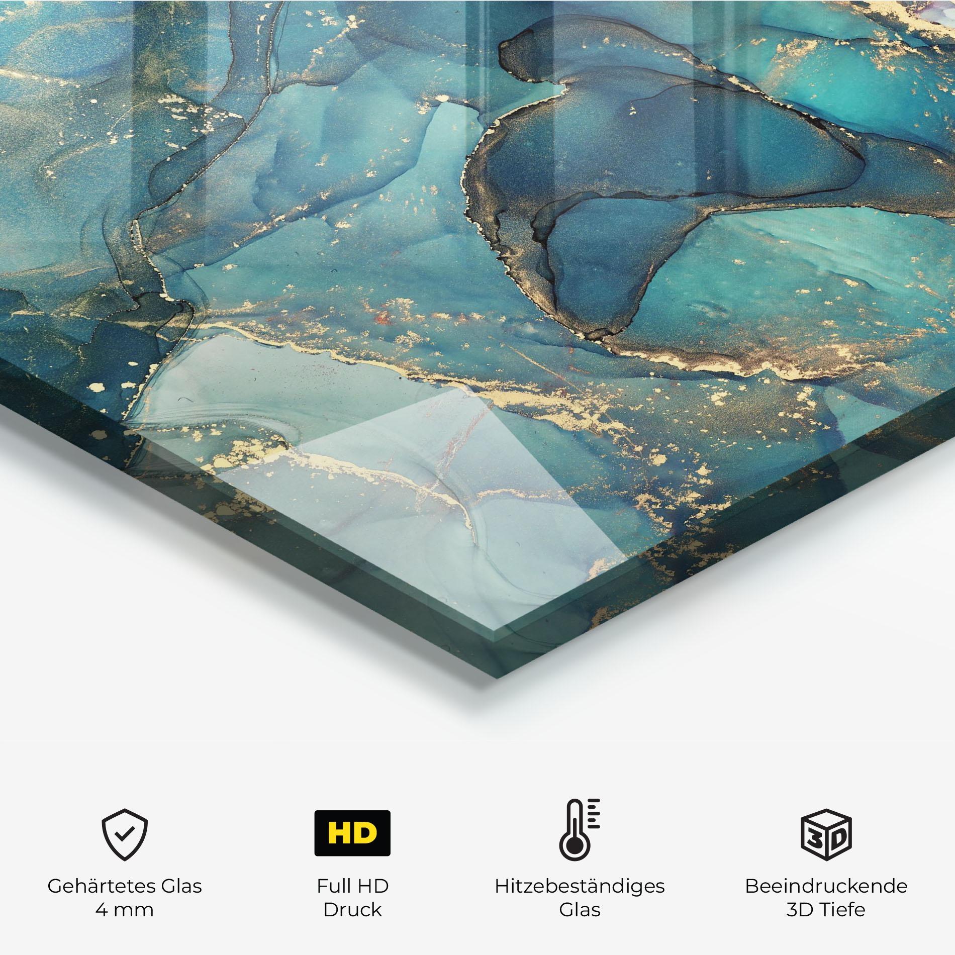 Küchenrückwand Glas Blue Marble mockup 2