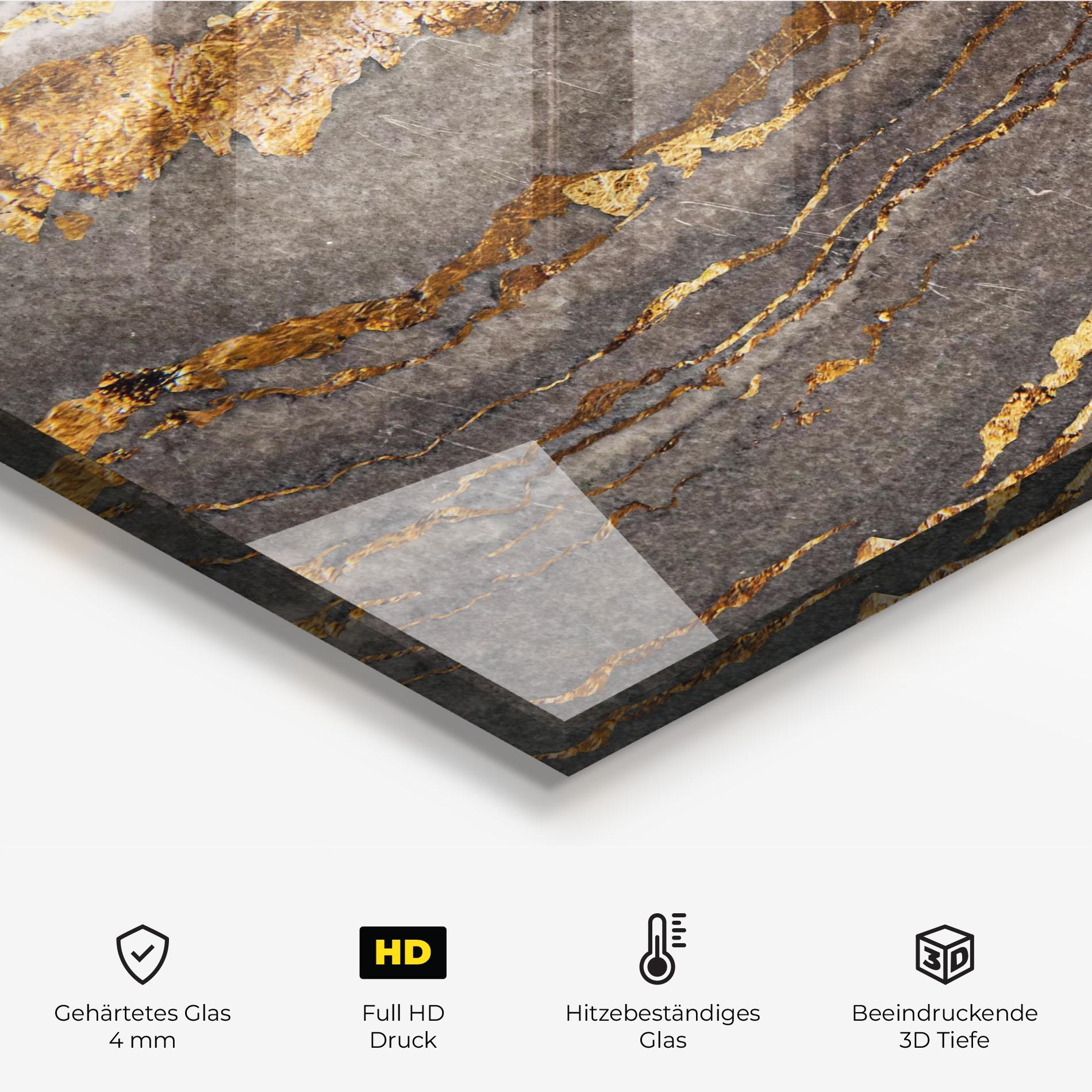 Küchenrückwand Glas Gold Paper Marble mockup 2