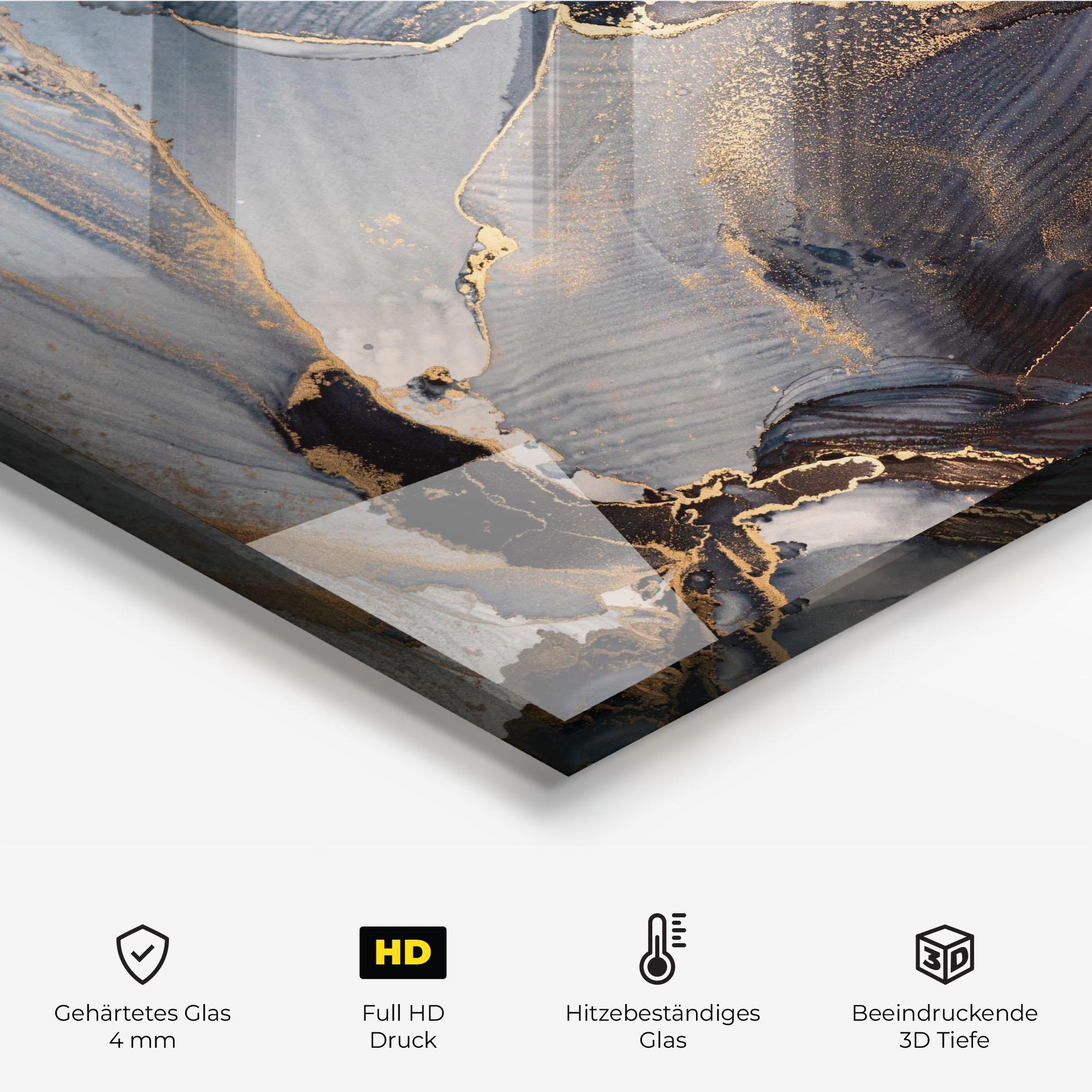 Küchenrückwand Glas Golden Abstract Marble mockup 2