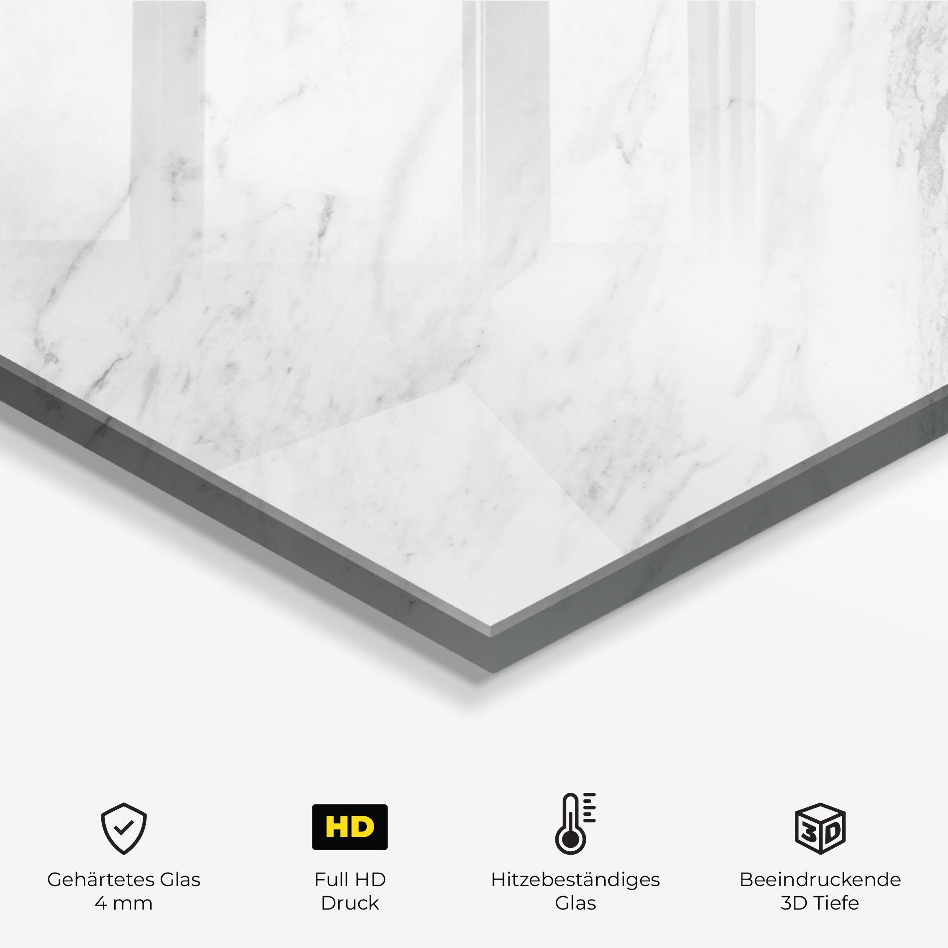 Küchenrückwand Glas Light Grey Marble mockup 2