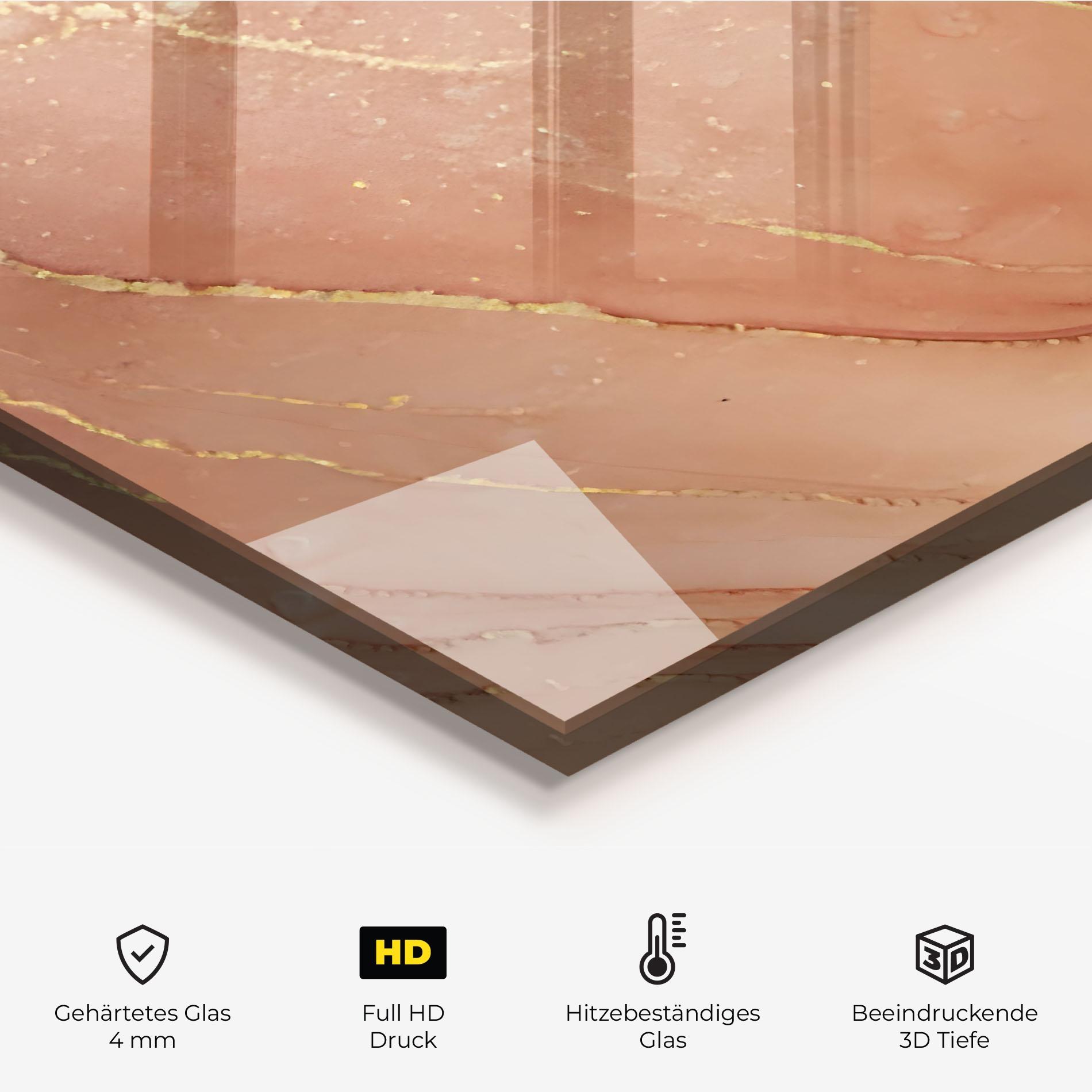 Küchenrückwand Glas Orange Marble mockup 2