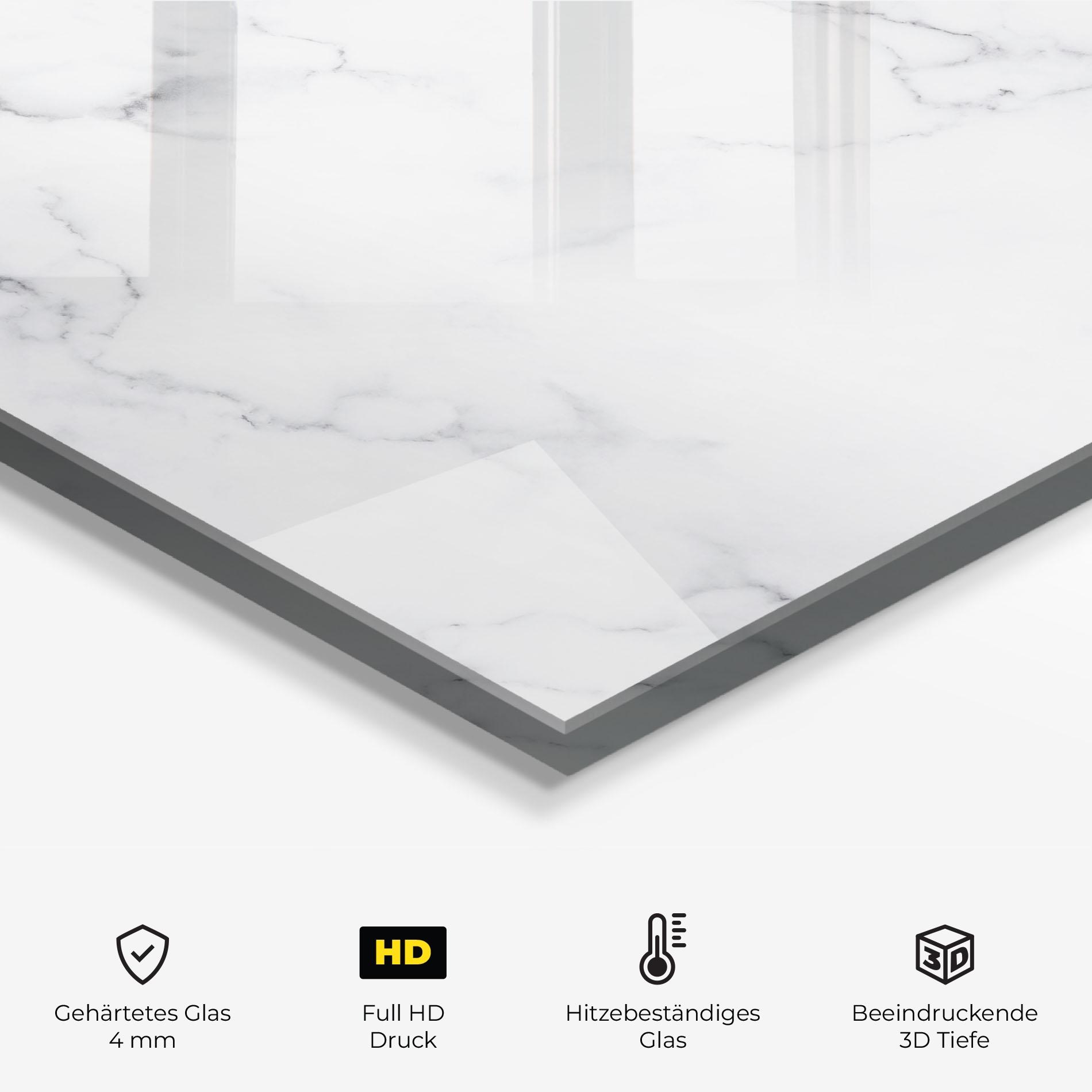 Küchenrückwand Glas White Marble Texture mockup 2