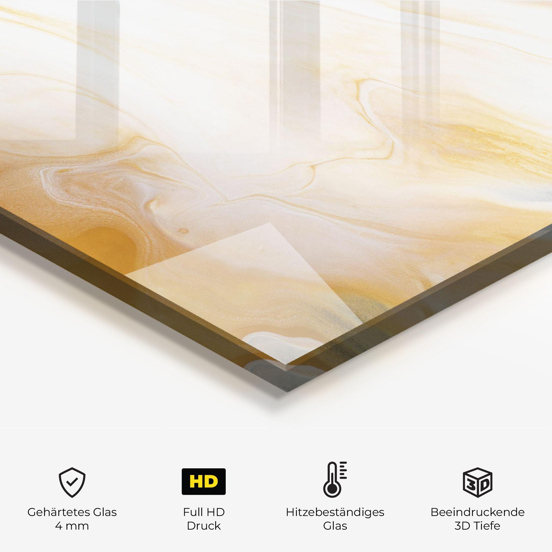 Küchenrückwand Glas White Yellow Marble mockup 2