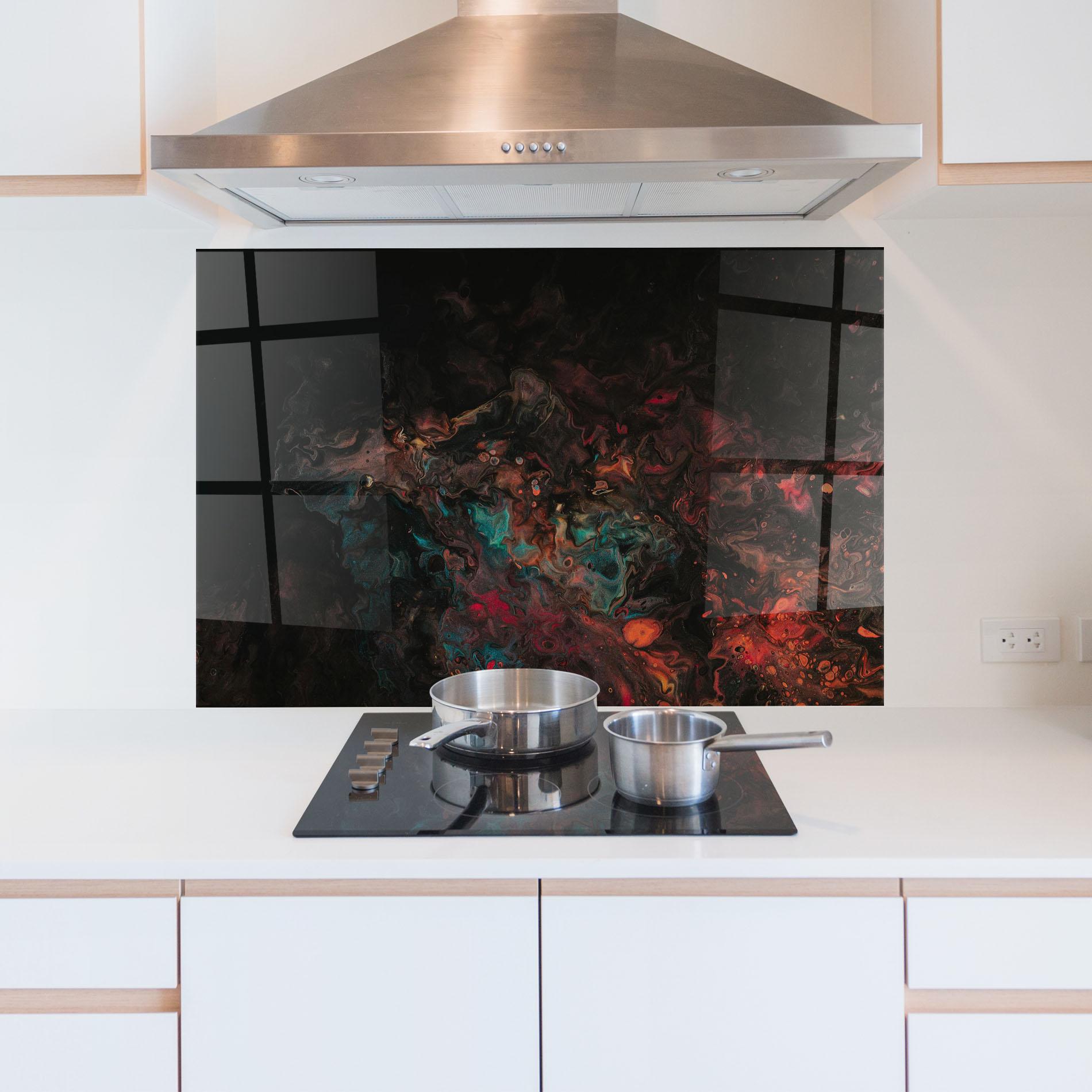 Küchenrückwand Glas Dark Abstract mockup 5