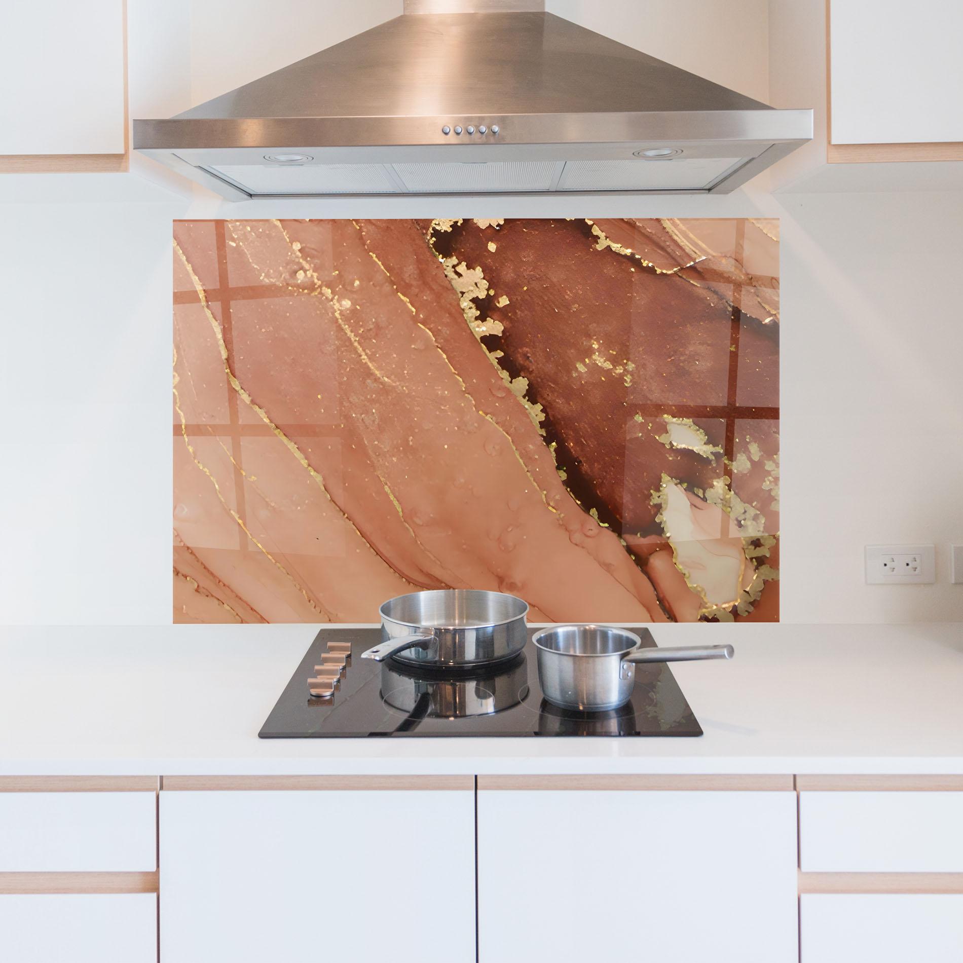 Küchenrückwand Glas Orange Marble mockup 5
