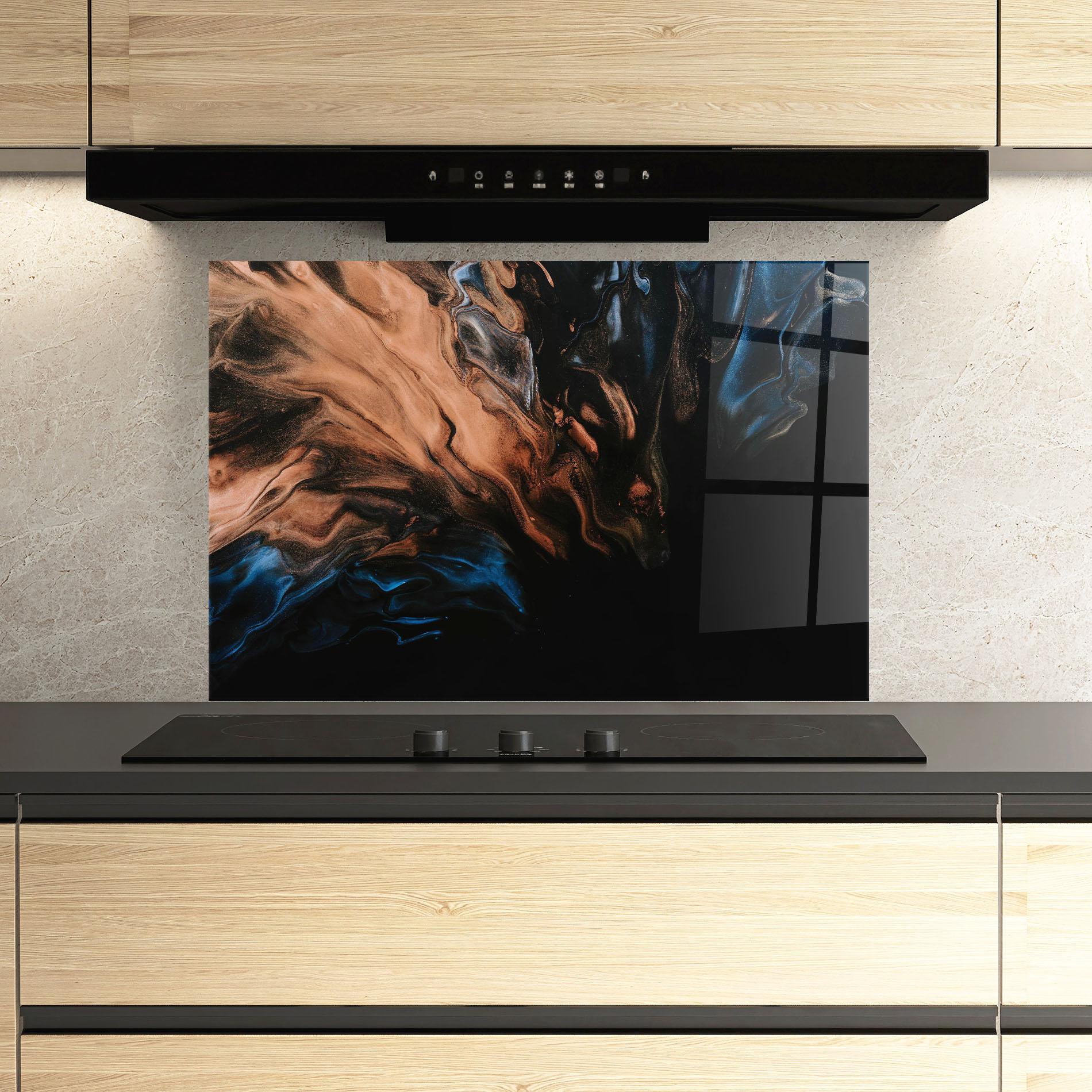 Küchenrückwand Glas Dark Flame Abstract mockup 3