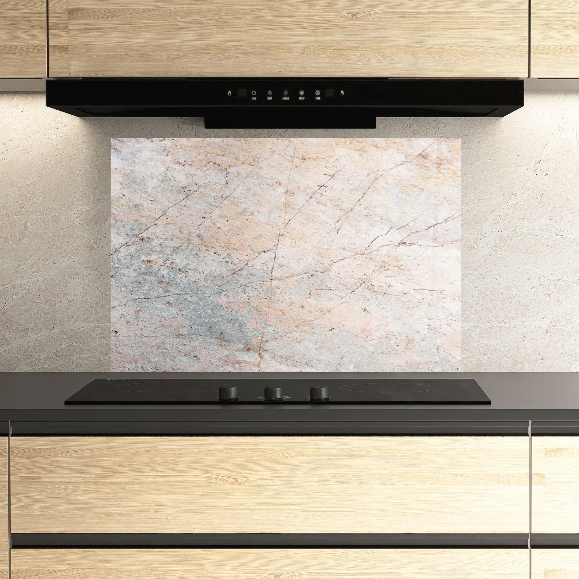 Küchenrückwand Glas Light Pink Grey mockup 3